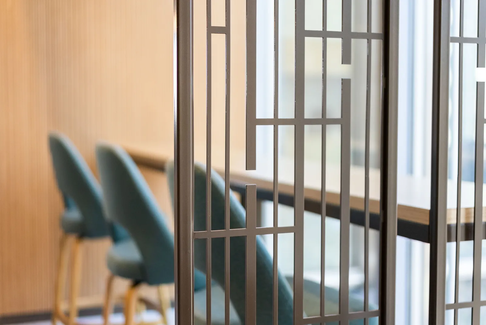 custom laser cut steel space divider by Icon Modern