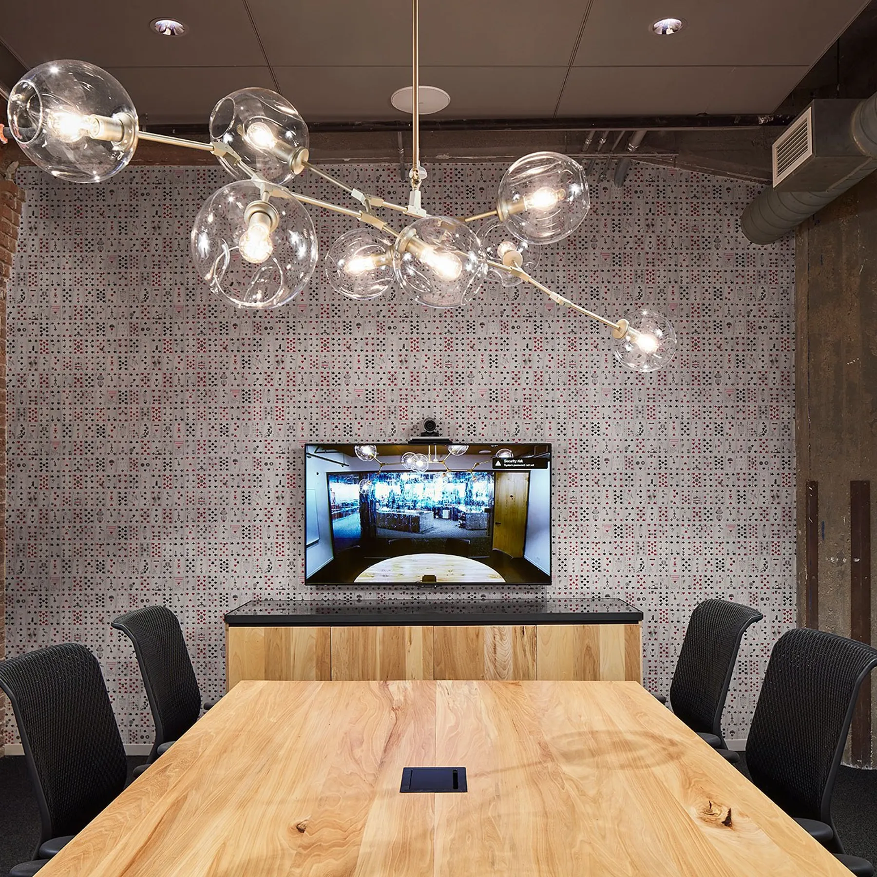 custom conference table and credenza in urban elm by Icon Modern