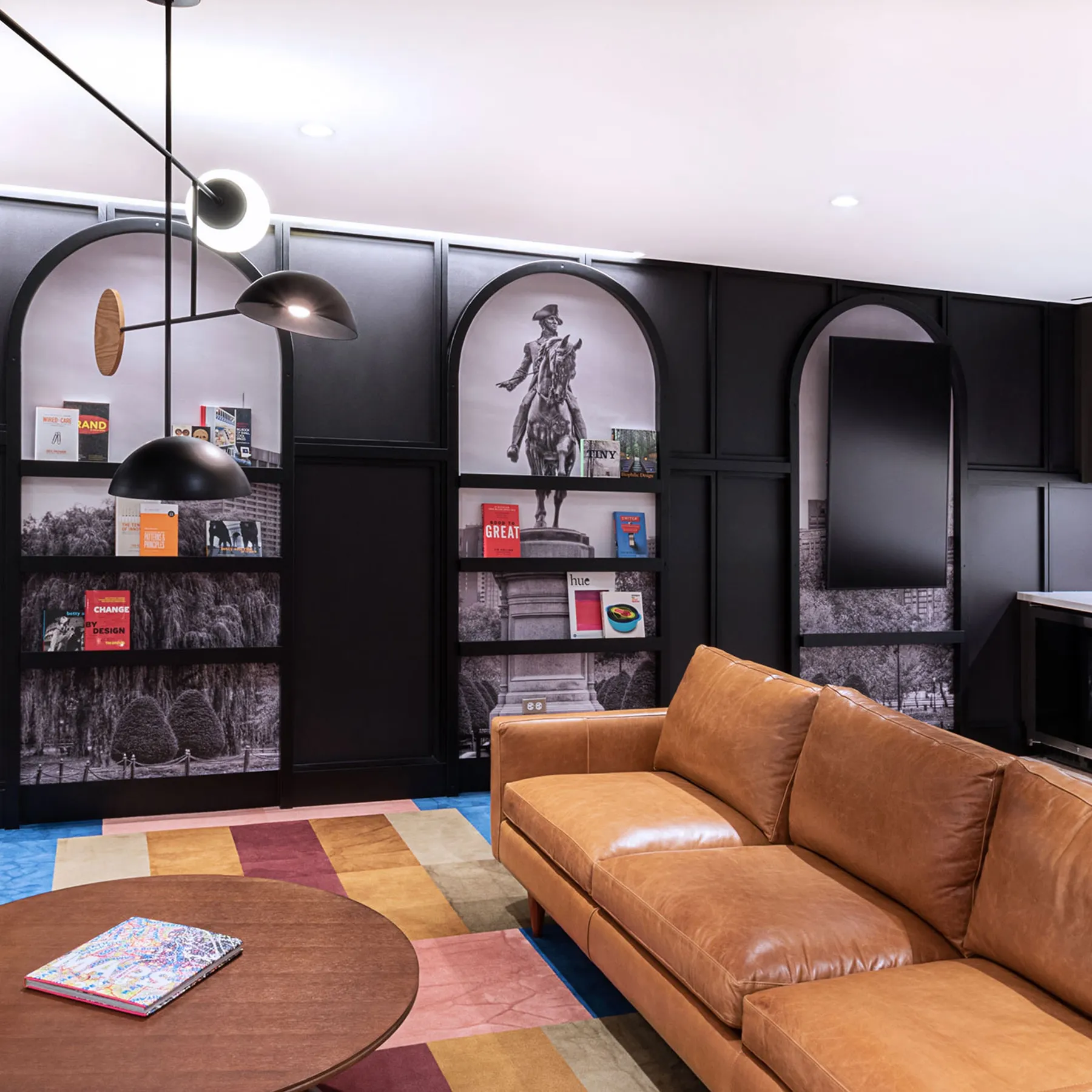 custom steel shelving and arches by Icon Modern