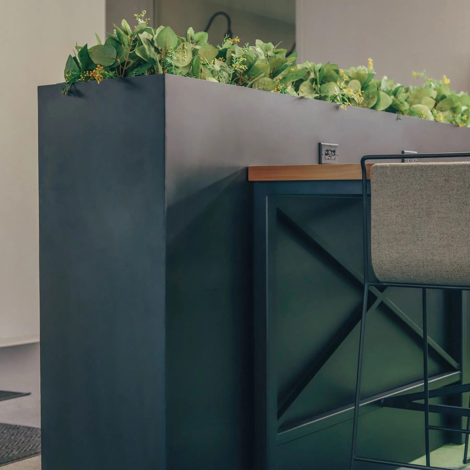 custom steel planter with power integration by Icon Modern