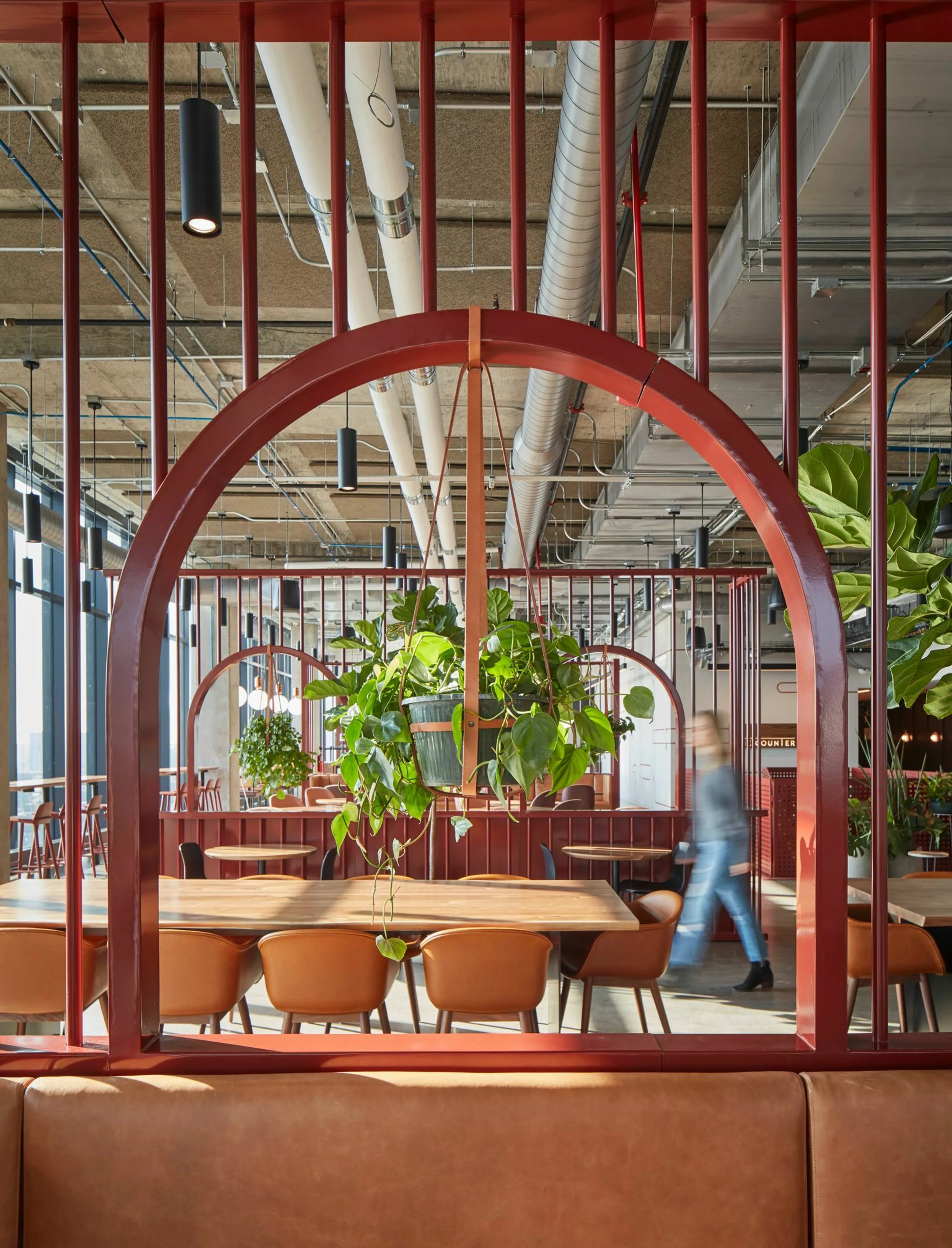 custom space divider in hot rolled steel and red powdercoat by Icon Modern