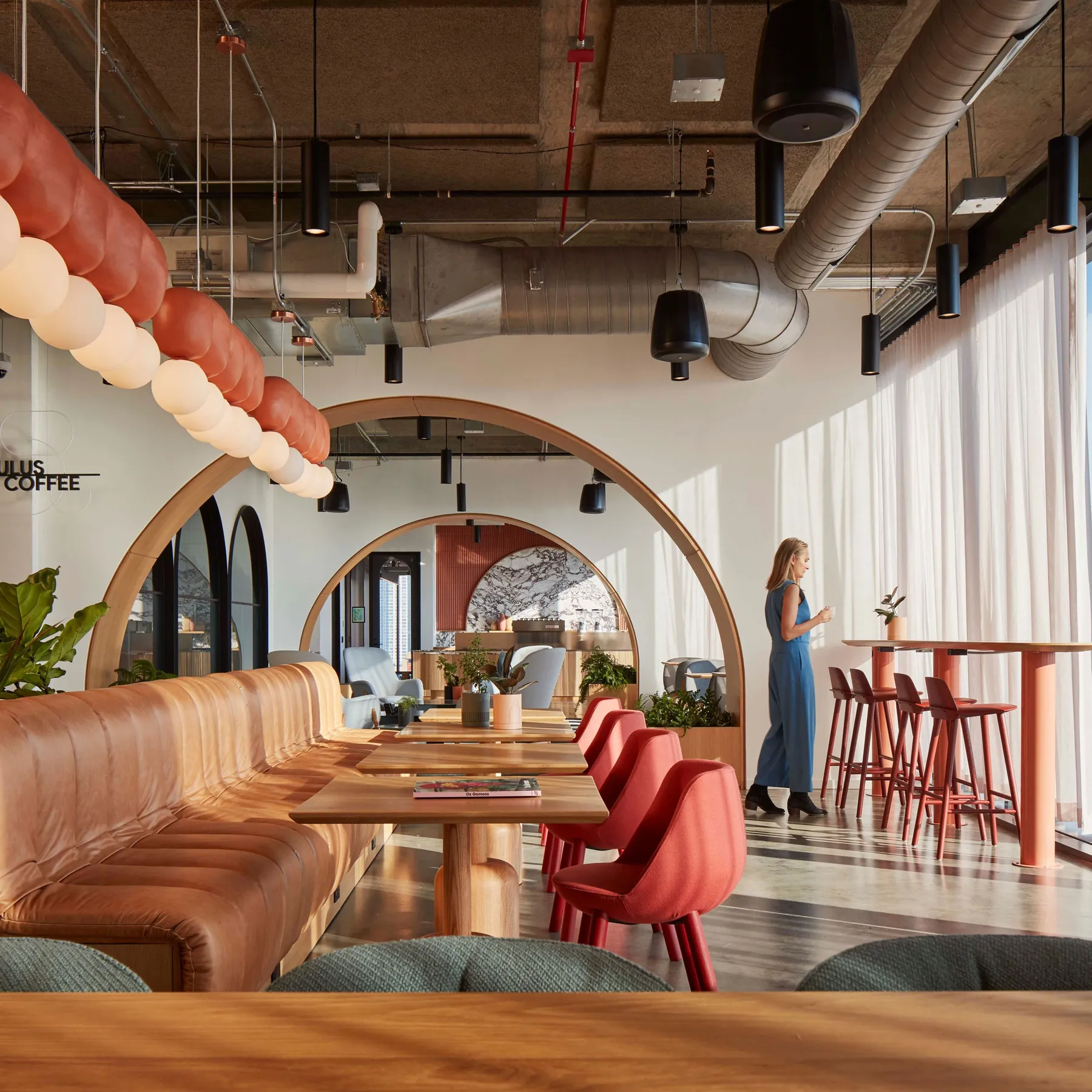 custom counters in urban oak with steel pipe legs by Icon Modern