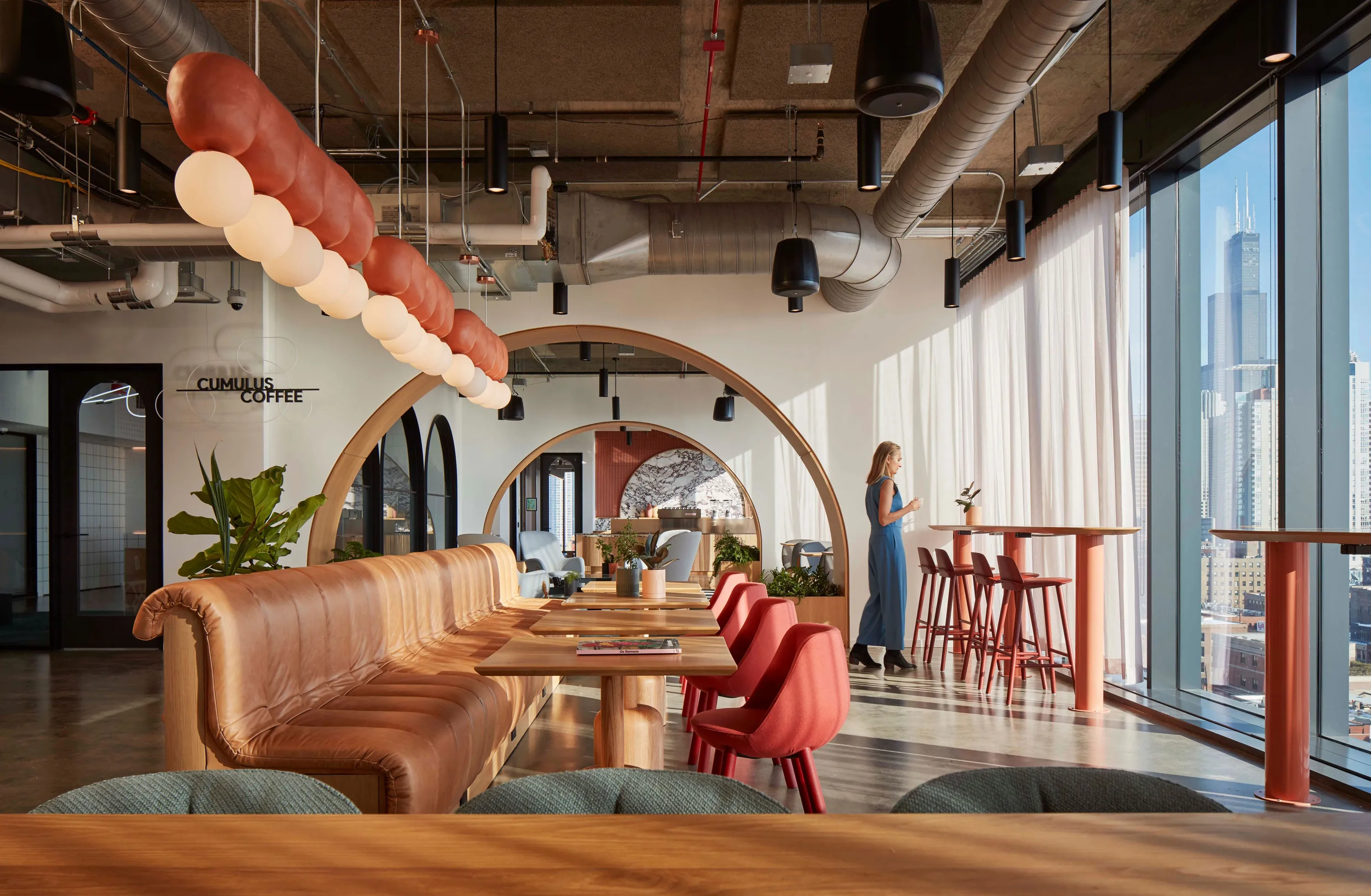 custom counters in urban oak with steel pipe legs by Icon Modern