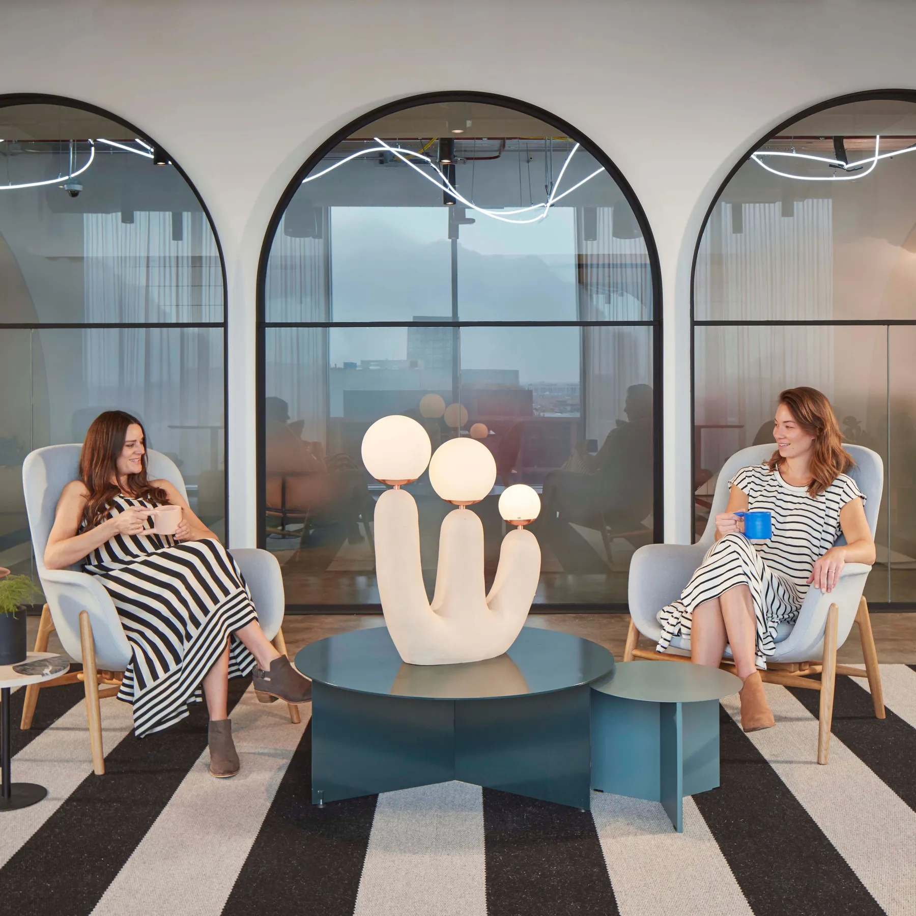 custom coffee table in hot rolled steel with teal powdercoat by Icon Modern