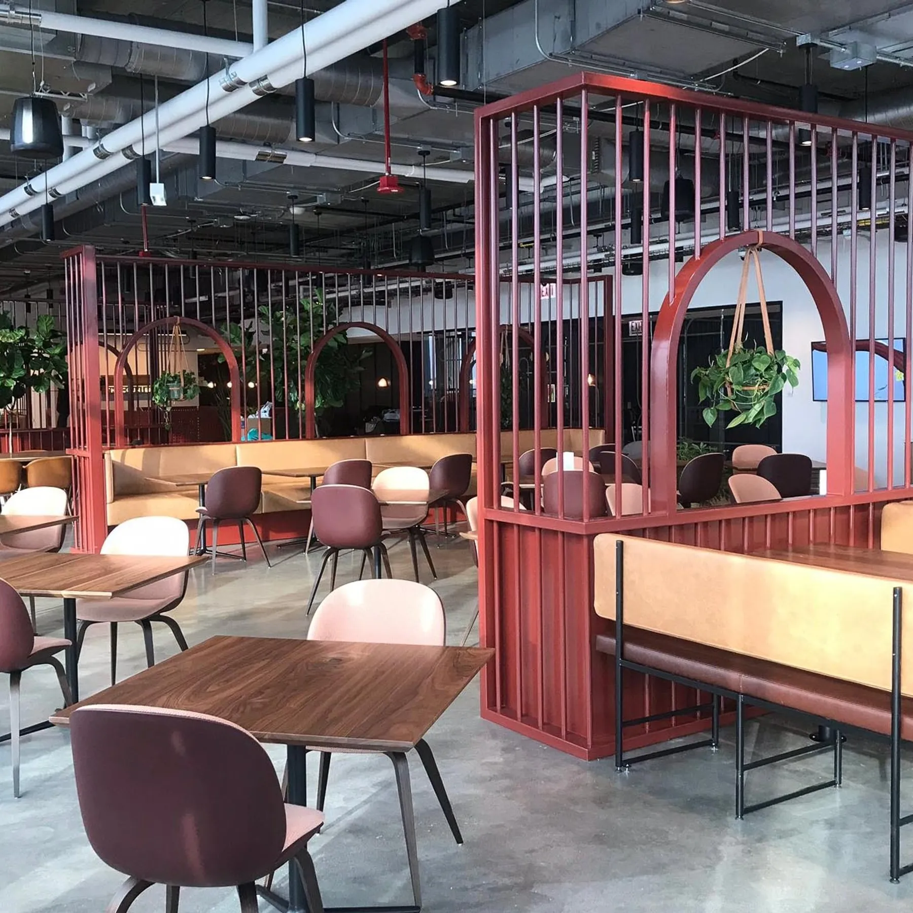 custom space divider in red powdercoated steel by Icon Modern