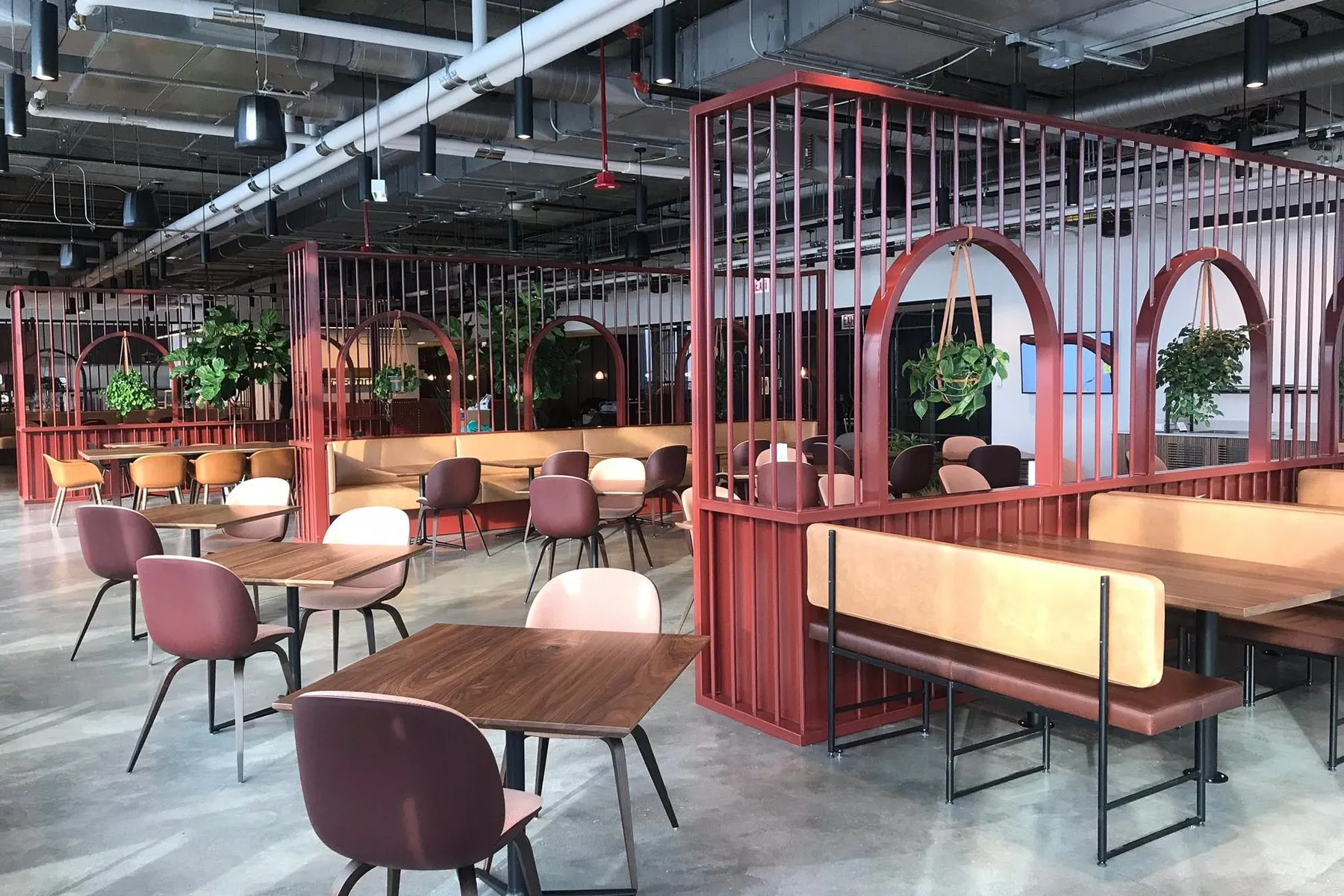 custom space divider in red powdercoated steel by Icon Modern