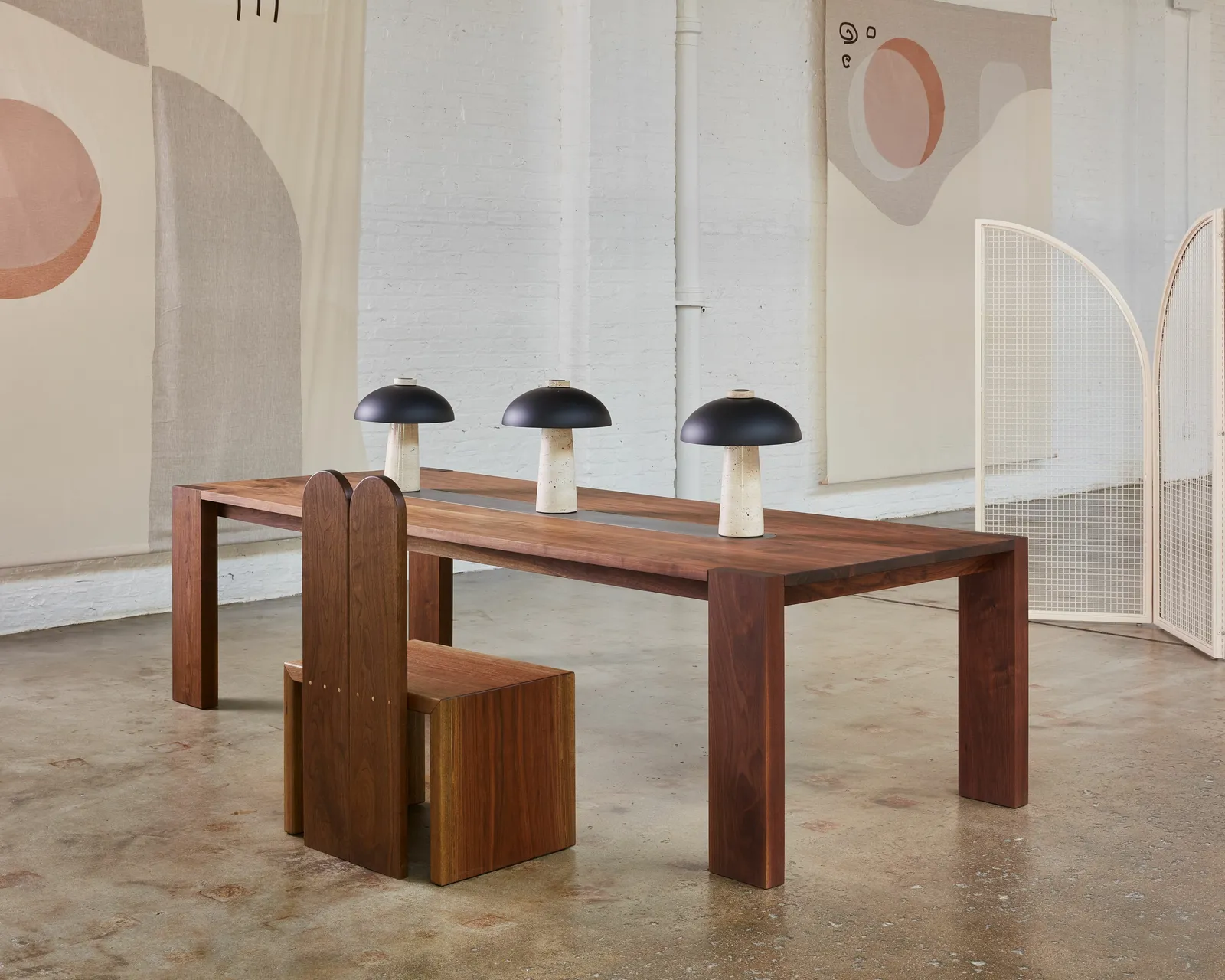 custom library table in urban walnut by Icon Modern