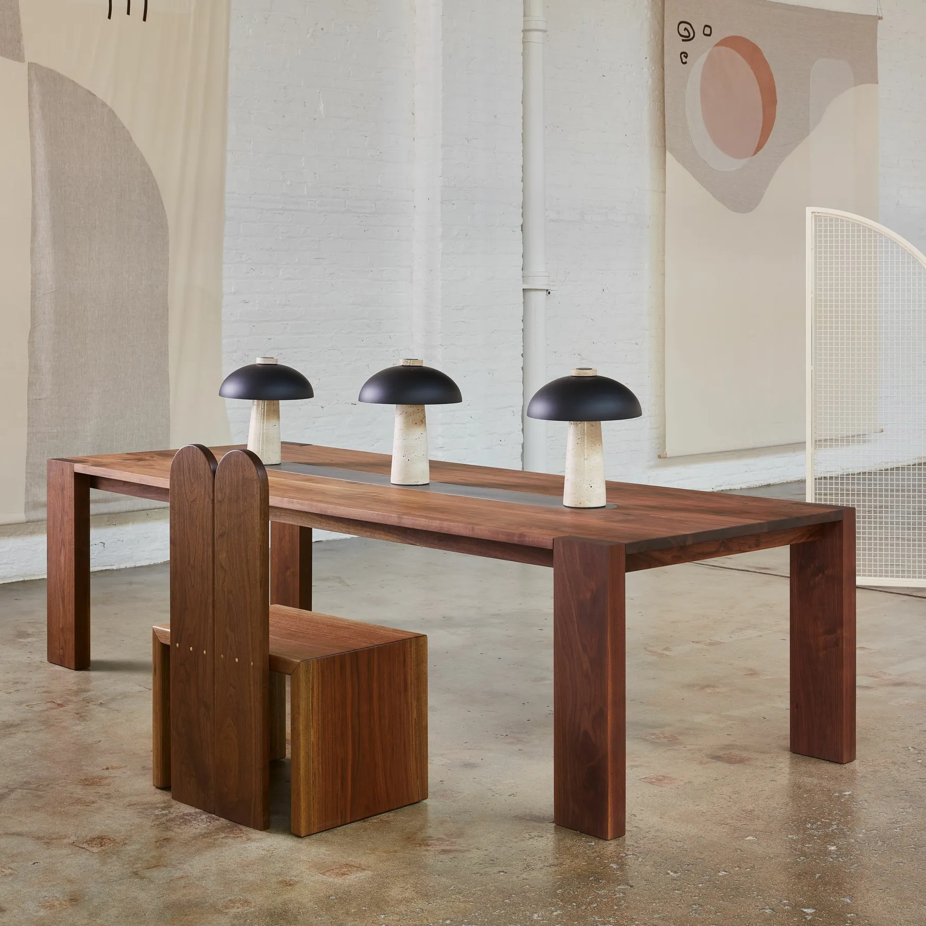 custom library table in urban walnut by Icon Modern