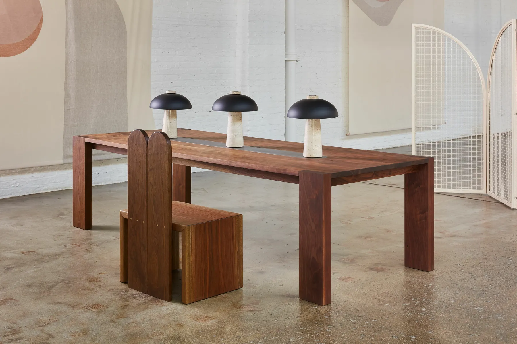 custom library table in urban walnut by Icon Modern
