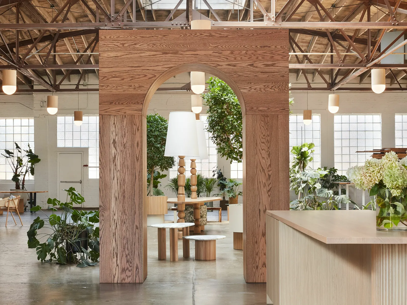 custom arched space divider by Icon Modern