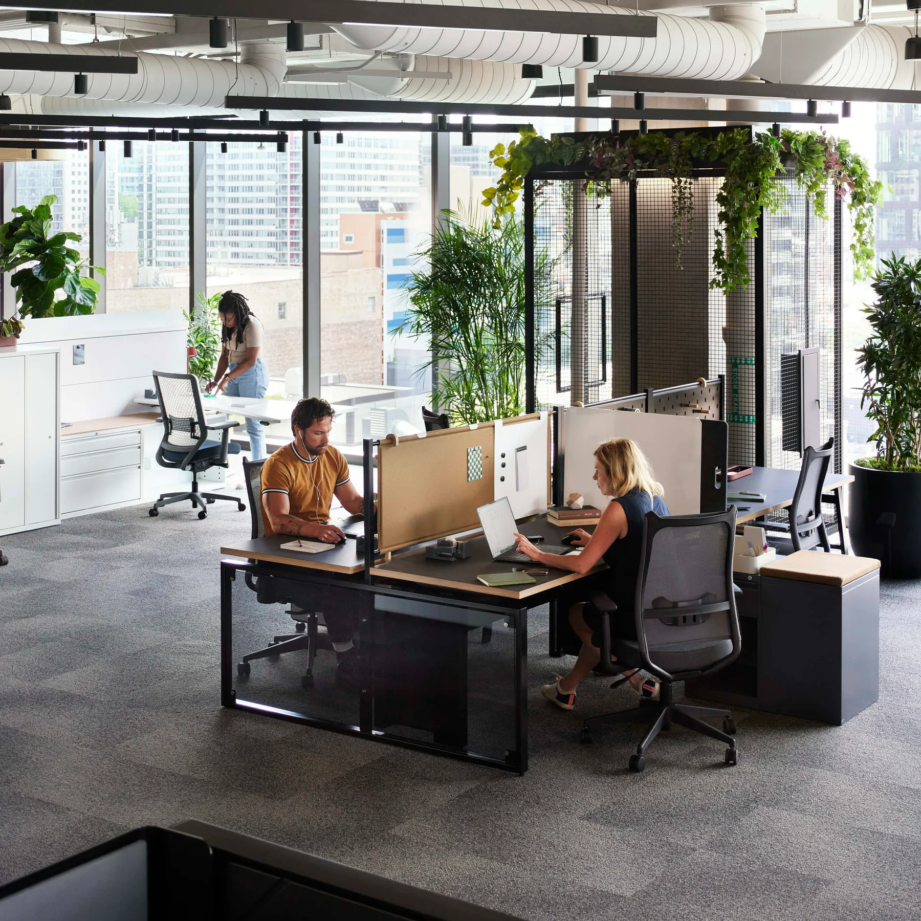 custom steel column covers in metal mesh by Icon Modern