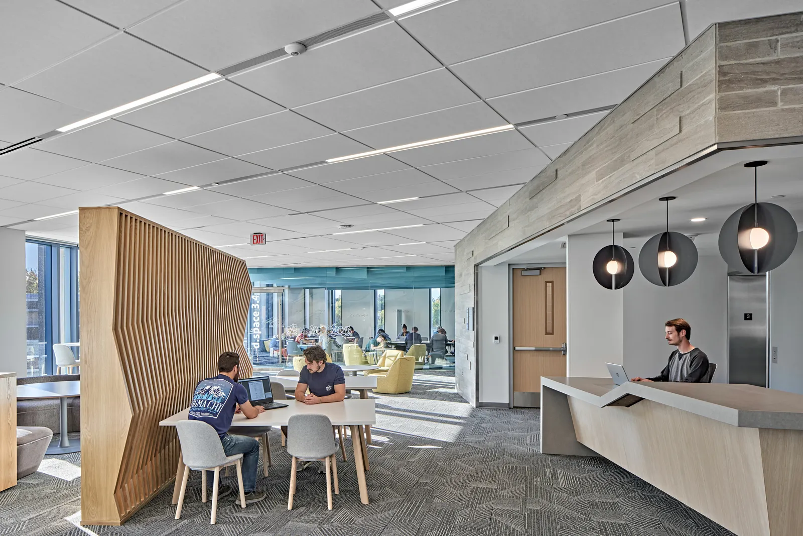 custom oak veneer slats space divider by Icon Modern