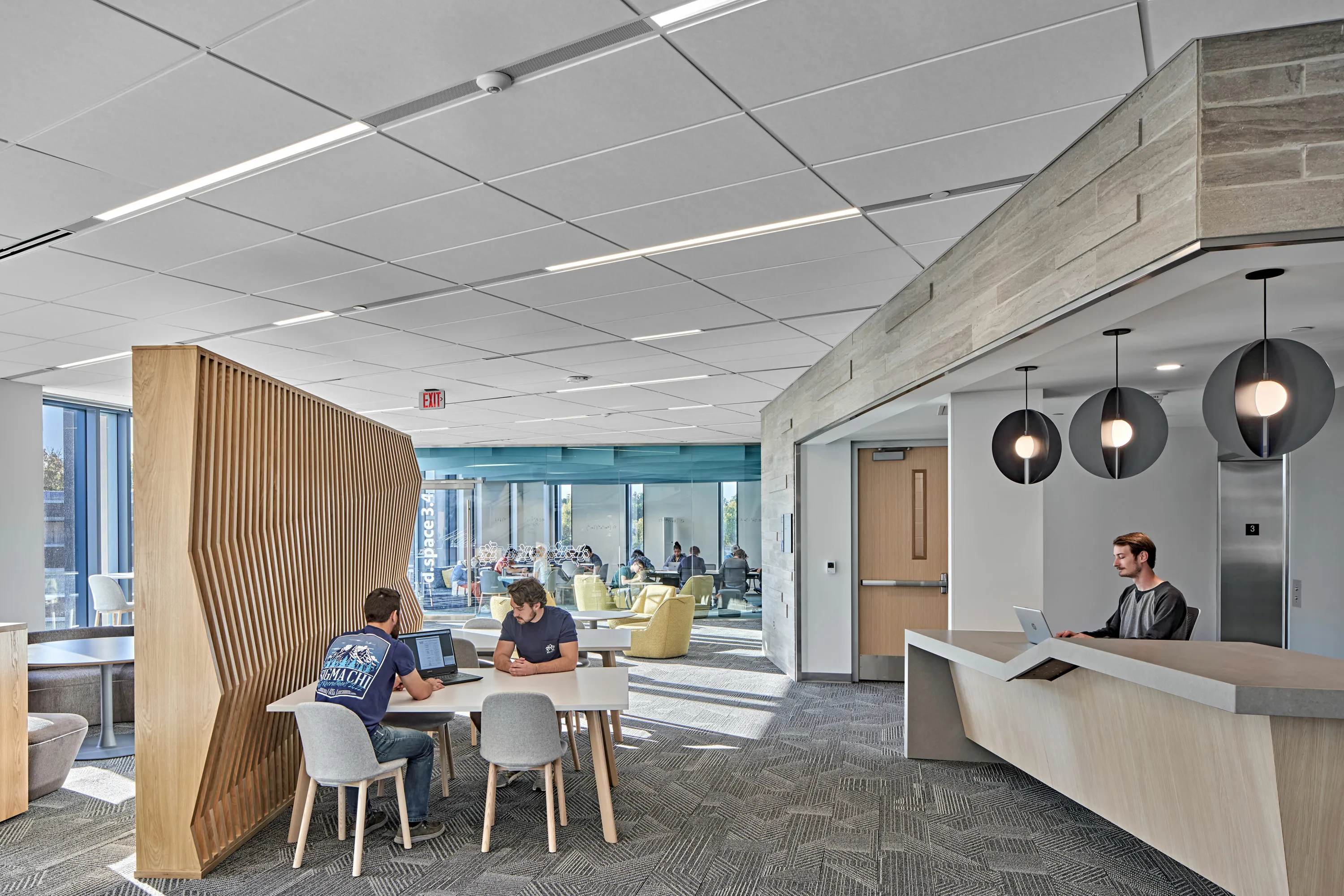 custom oak veneer slats space divider by Icon Modern