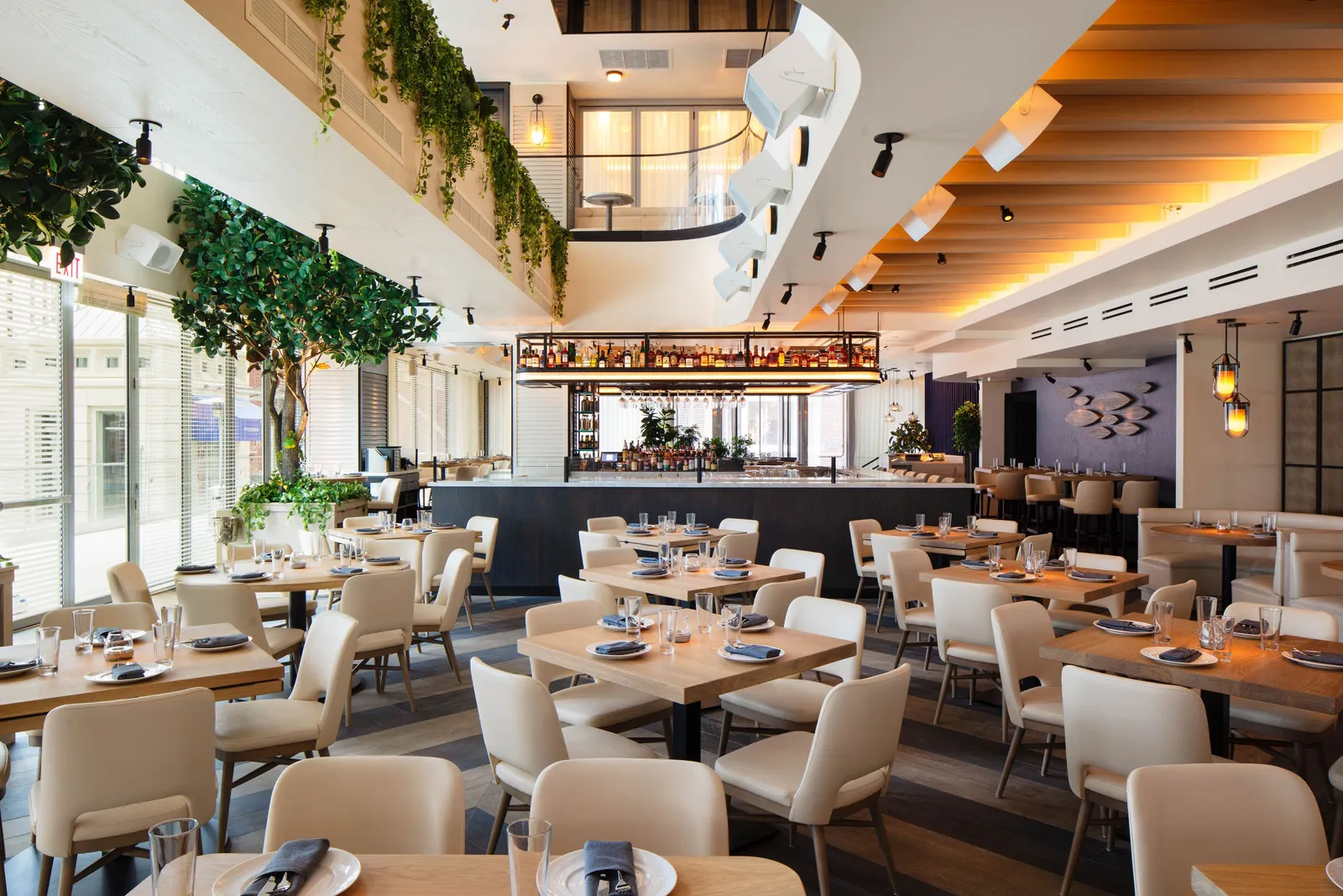 custom restaurant tables in urban oak by Icon Modern