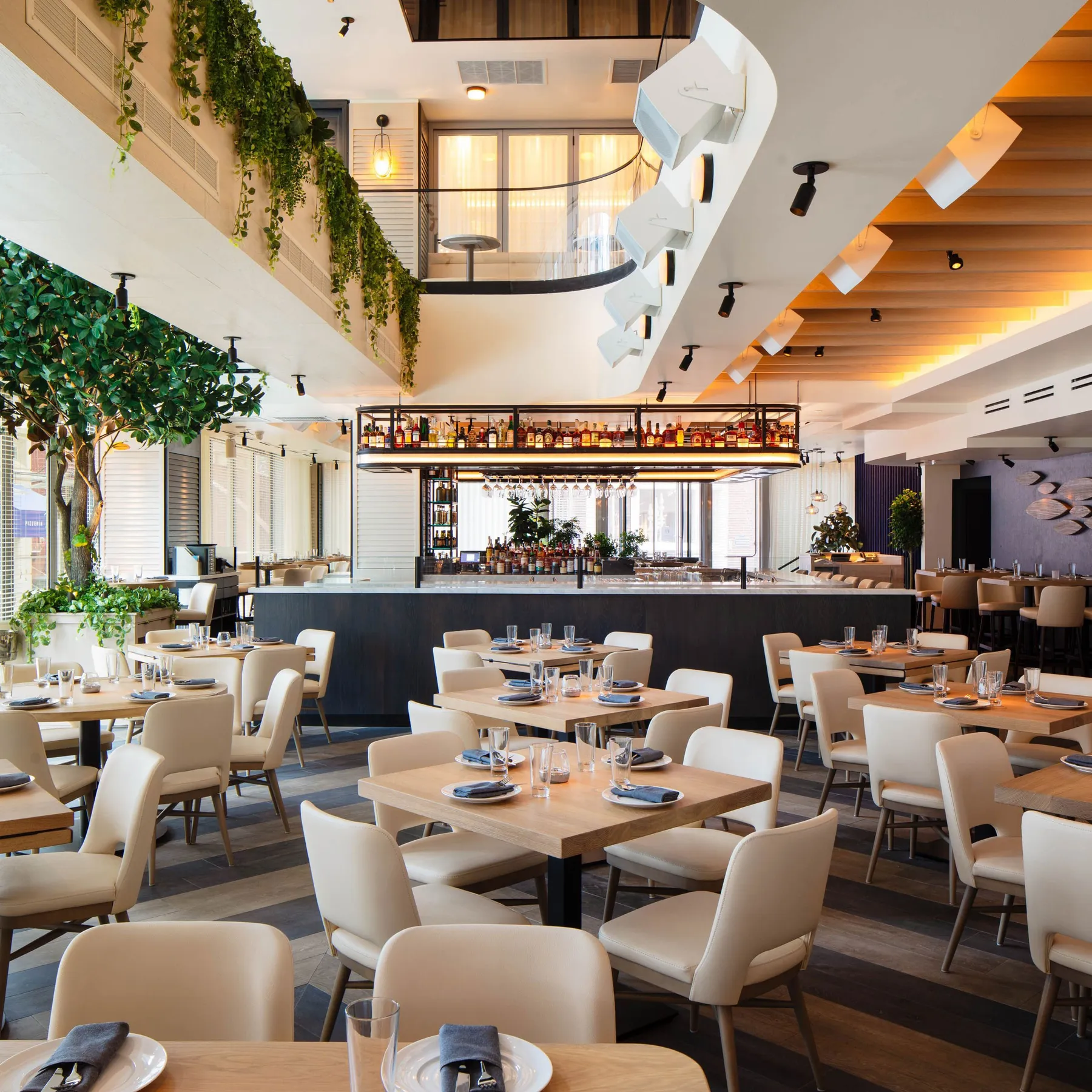 custom restaurant tables in urban oak by Icon Modern