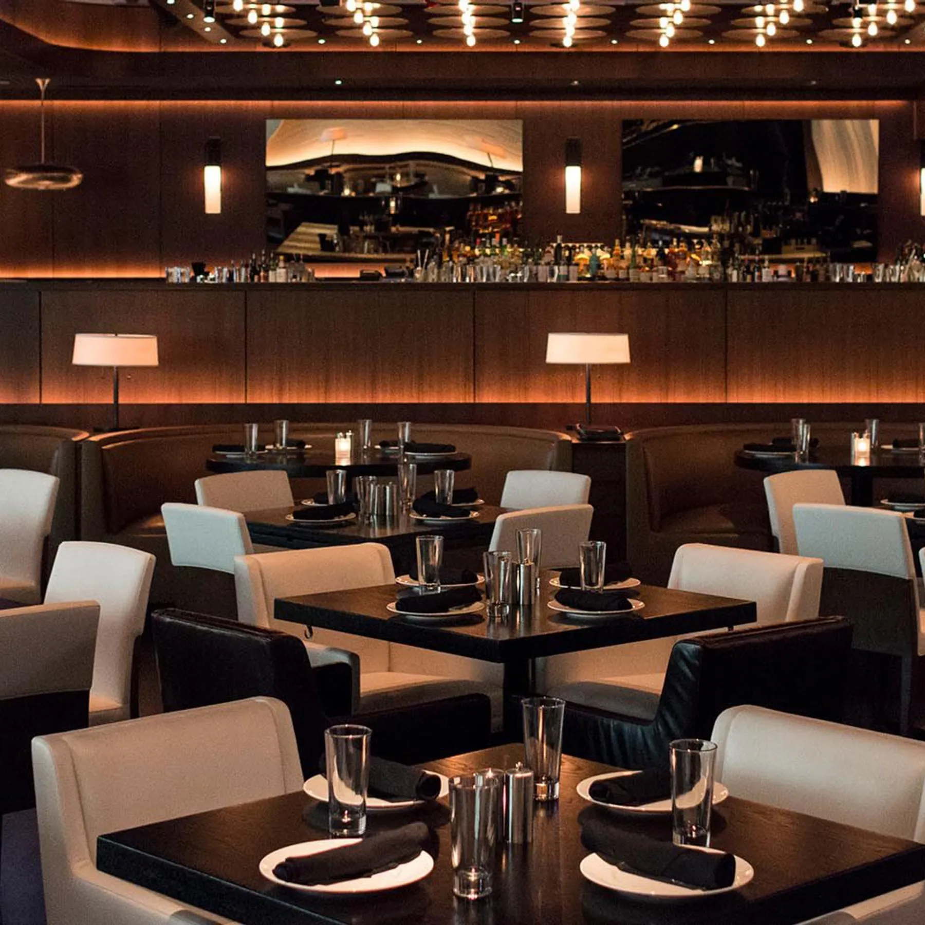 custom restaurant tables in ebonized oak by Icon Modern