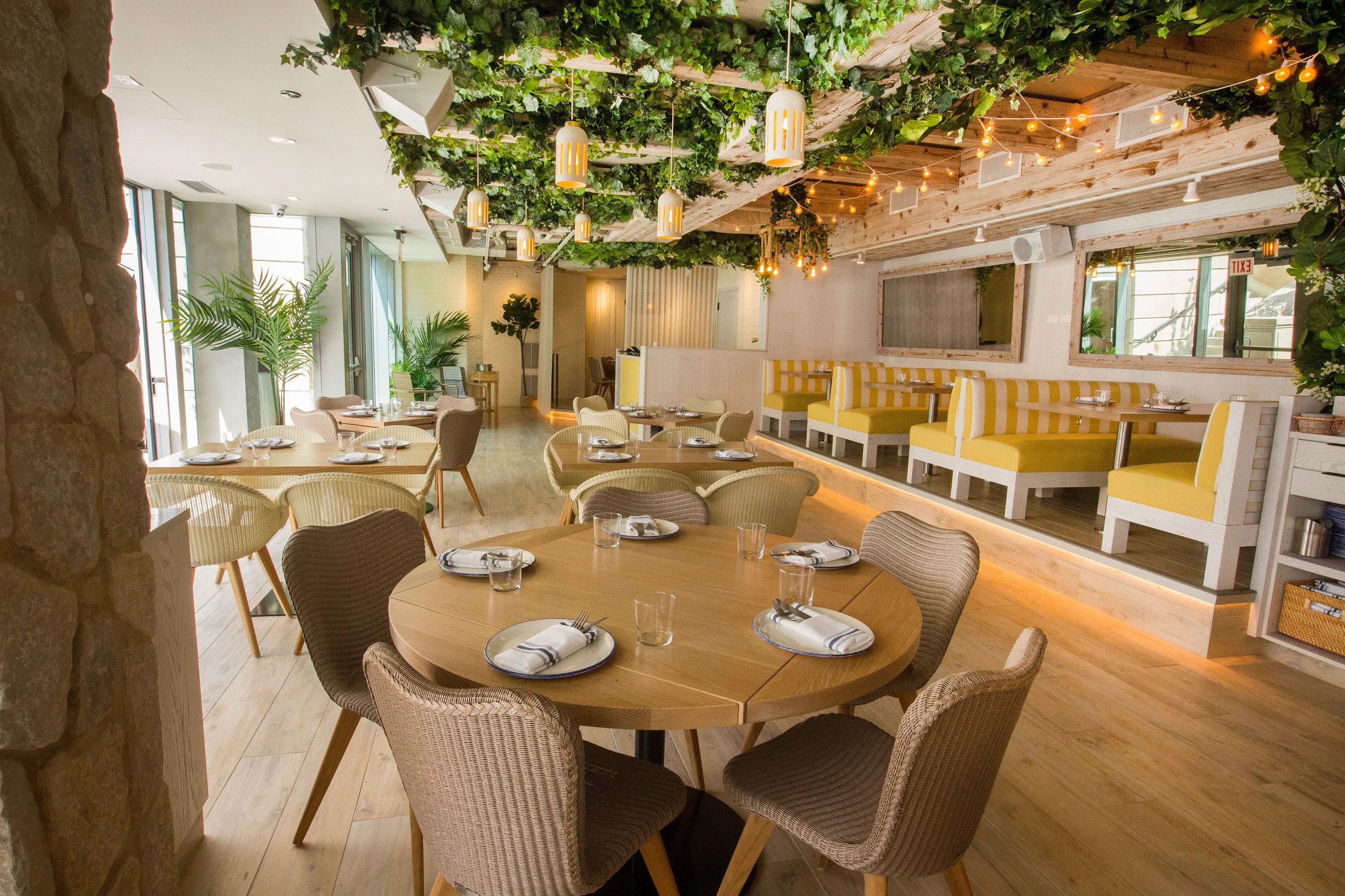 custom round restaurant tables oak by Icon Modern