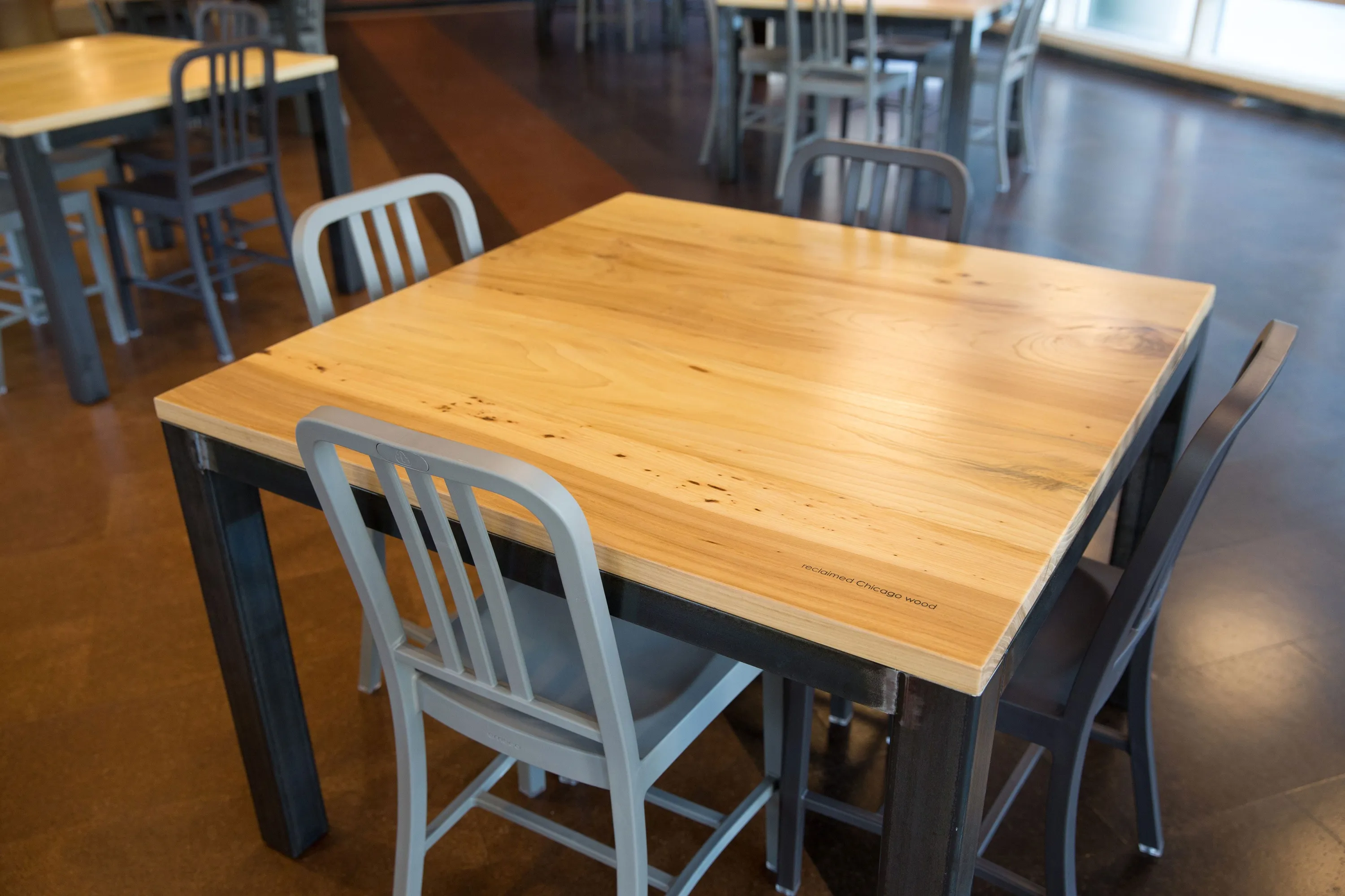 custom cafe table in elm by Icon Modern