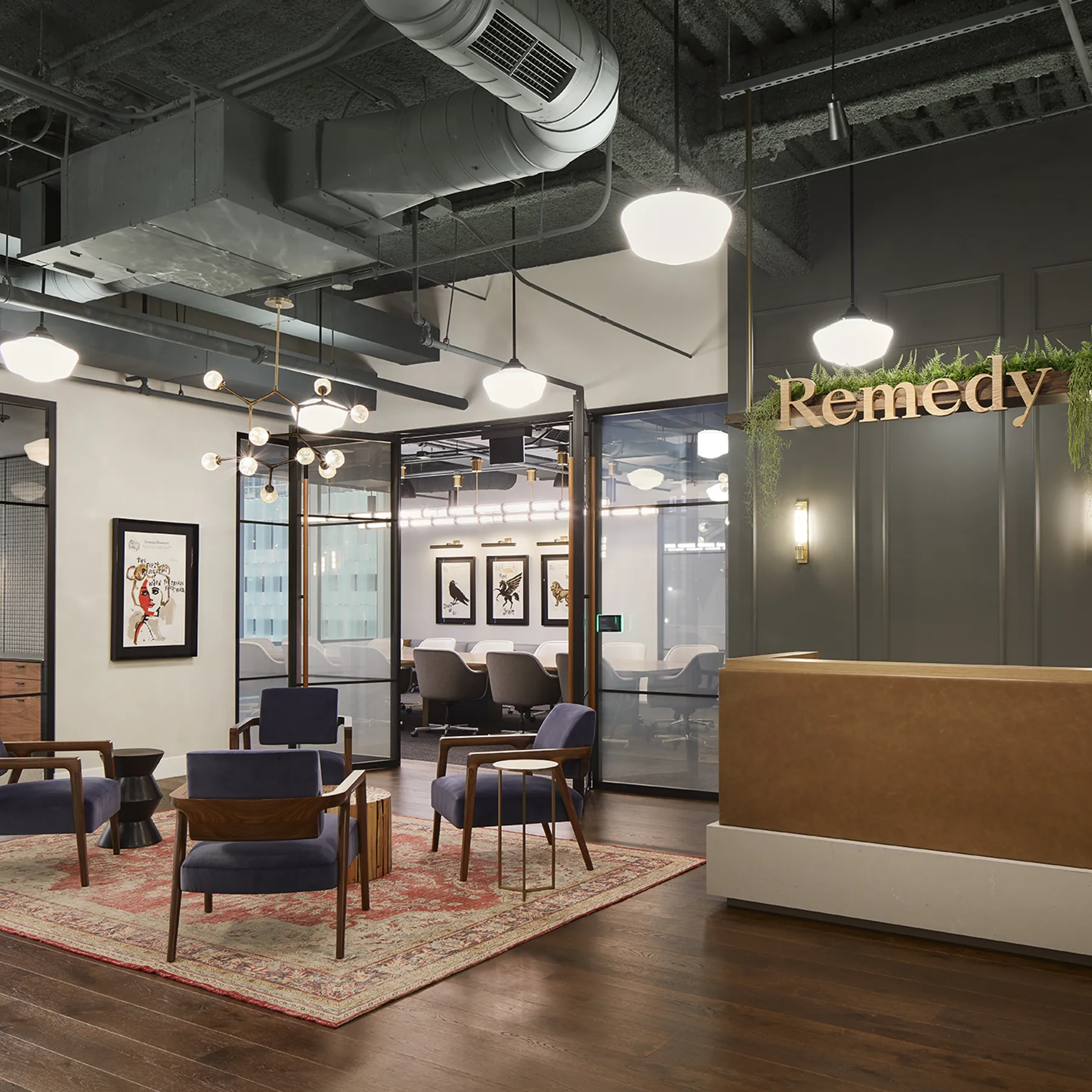 custom hanging planter and signage by Icon Modern