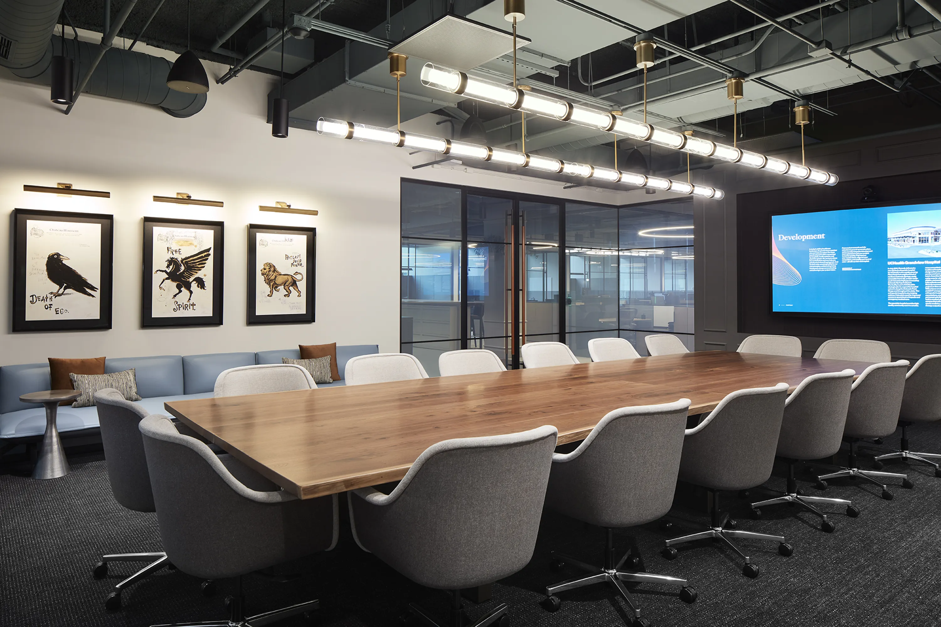 custom walnut conference table by Icon Modernj