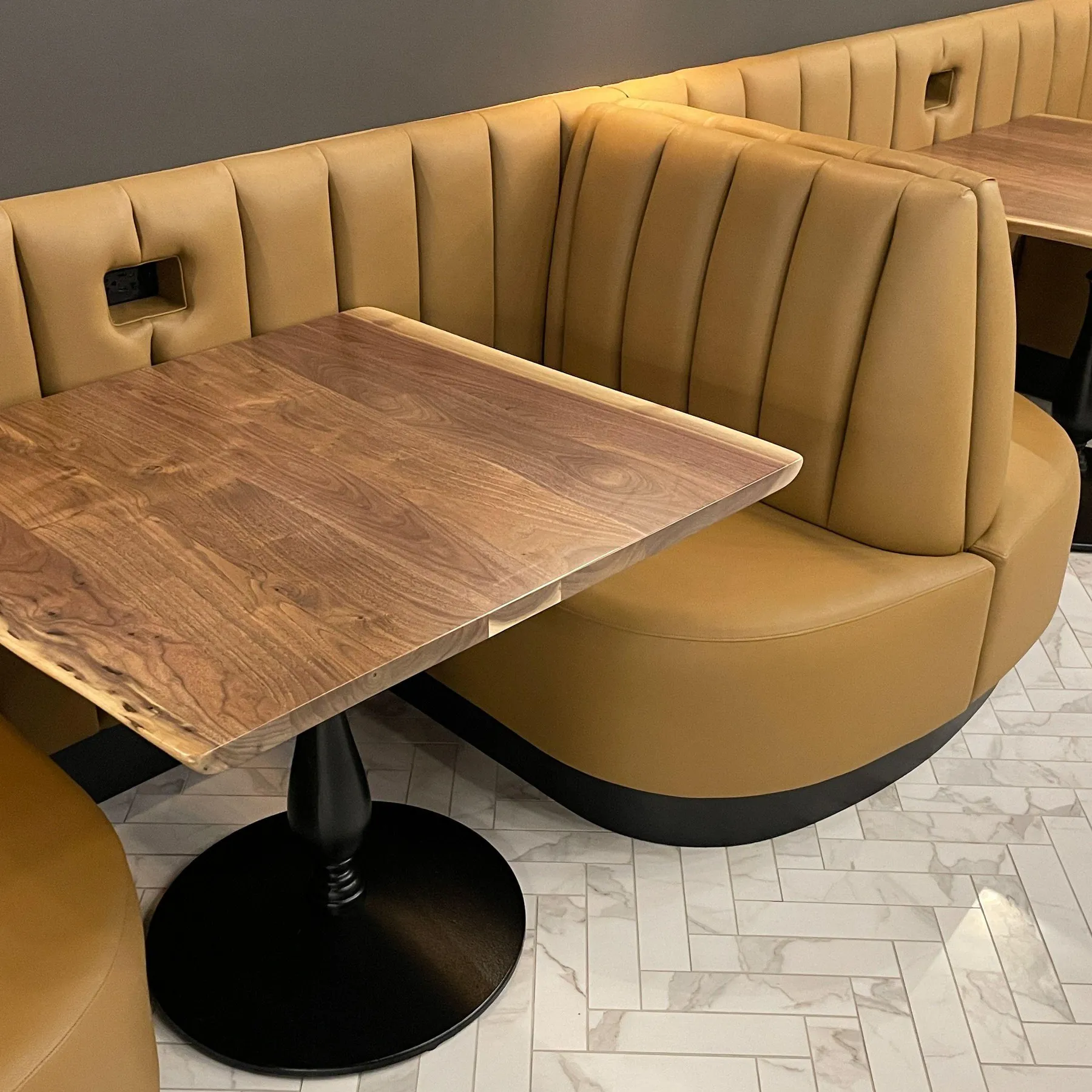 custom walnut cafe tables by Icon Modern