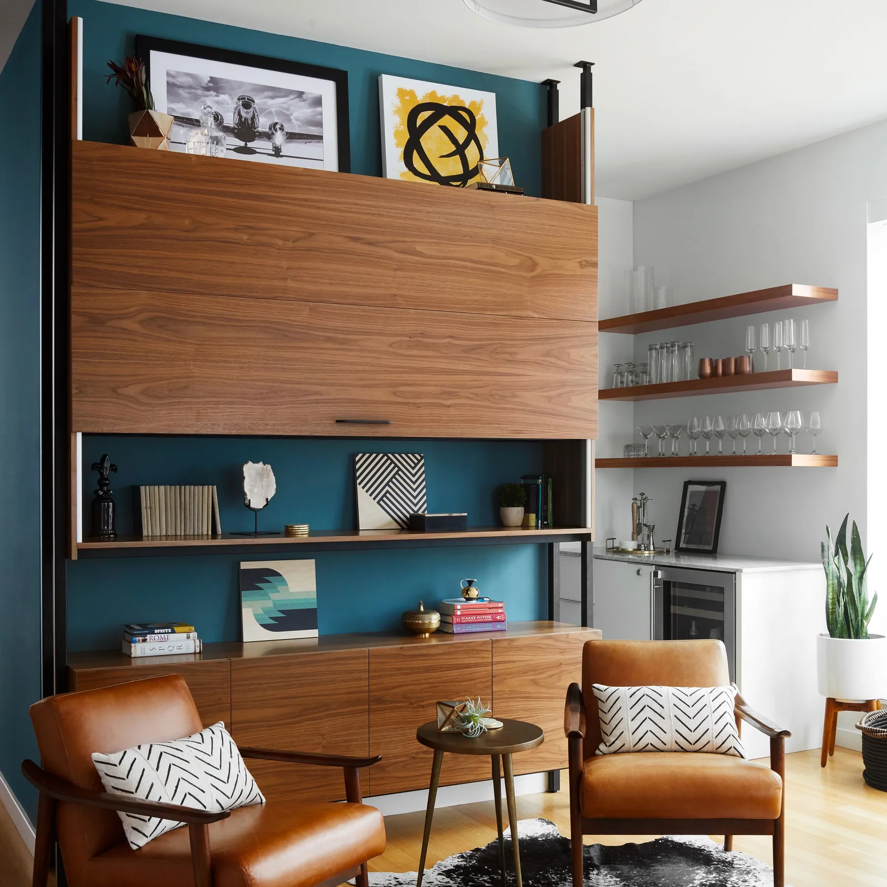 custom built-in in walnut veneer by Icon Modern