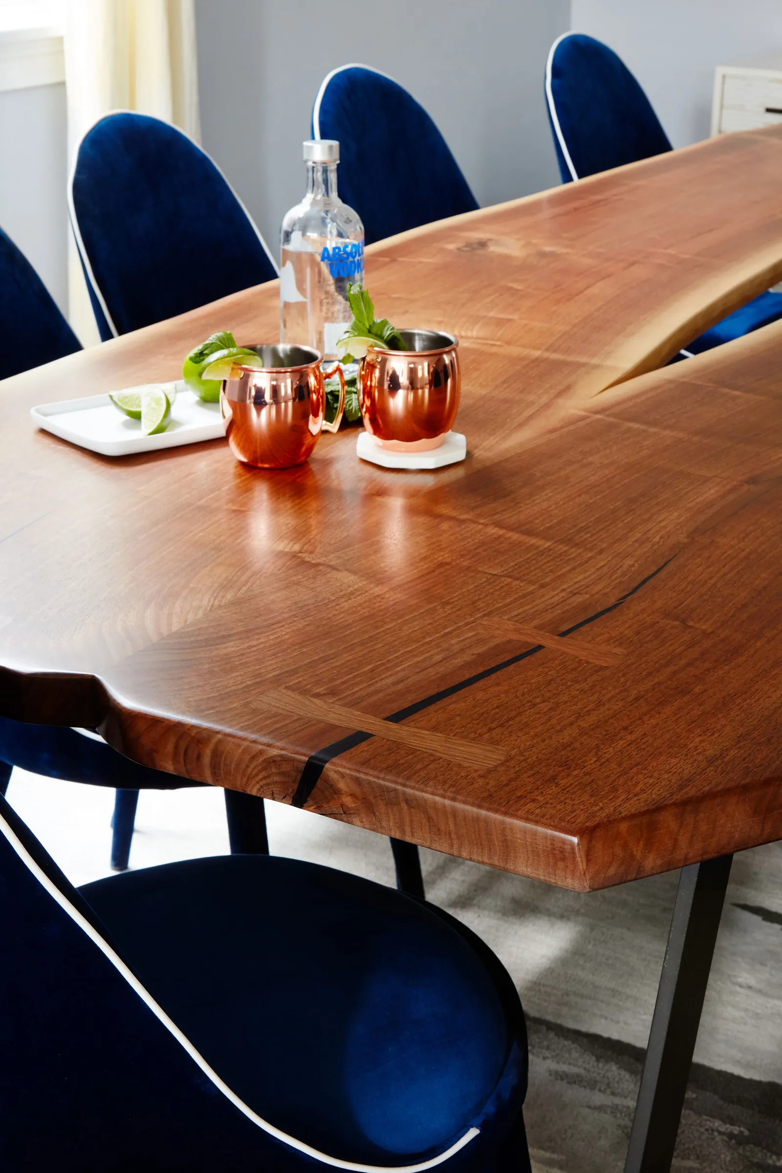 custom dining table in urban walnut by Icon Modern