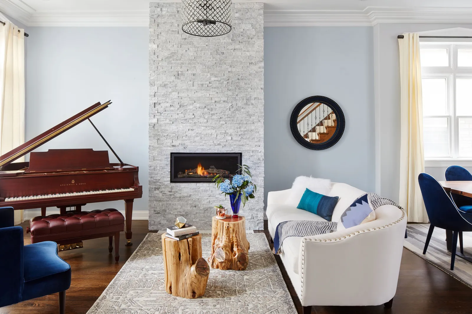 custom side tables made from cedar stumps by Icon Modern