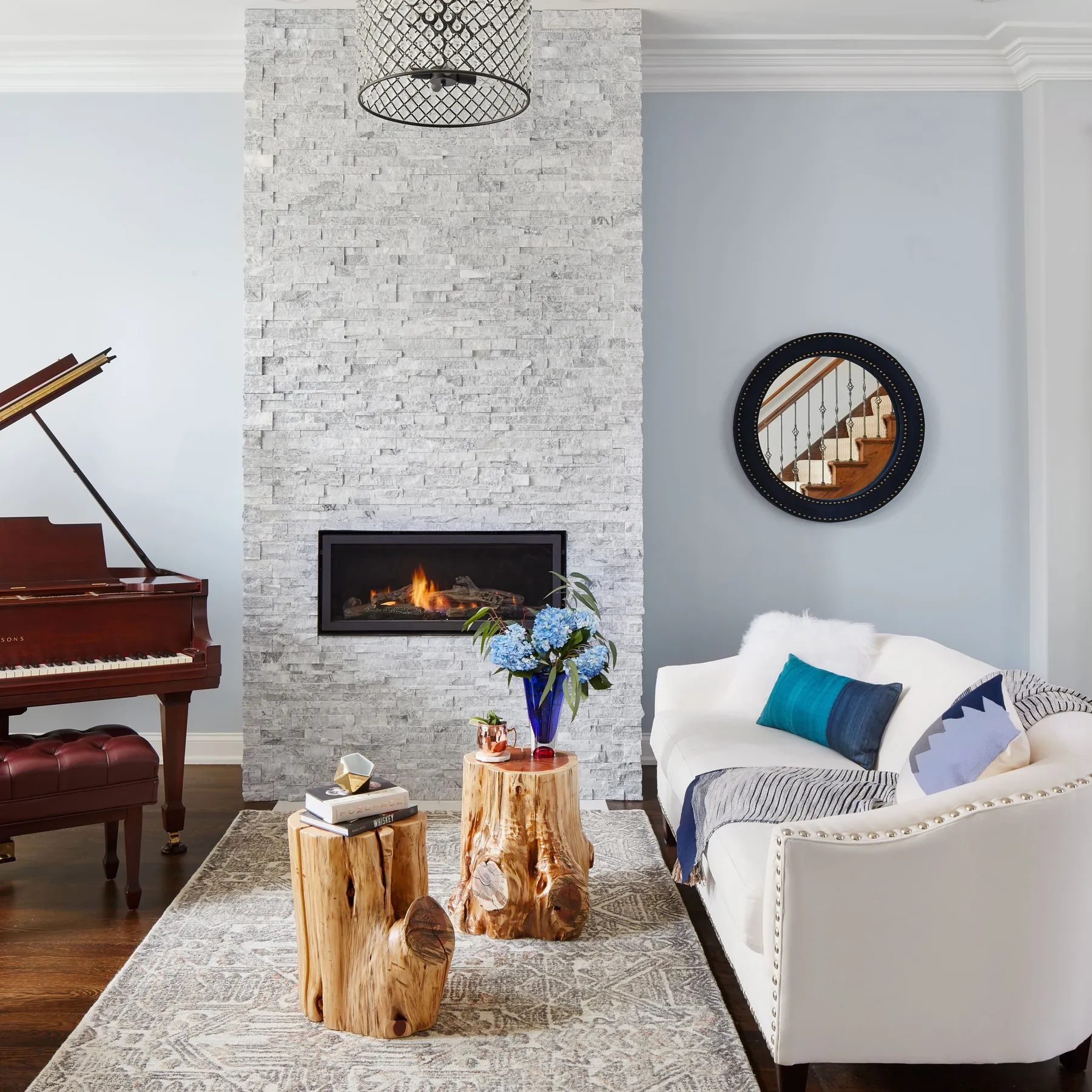 custom side tables made from cedar stumps by Icon Modern