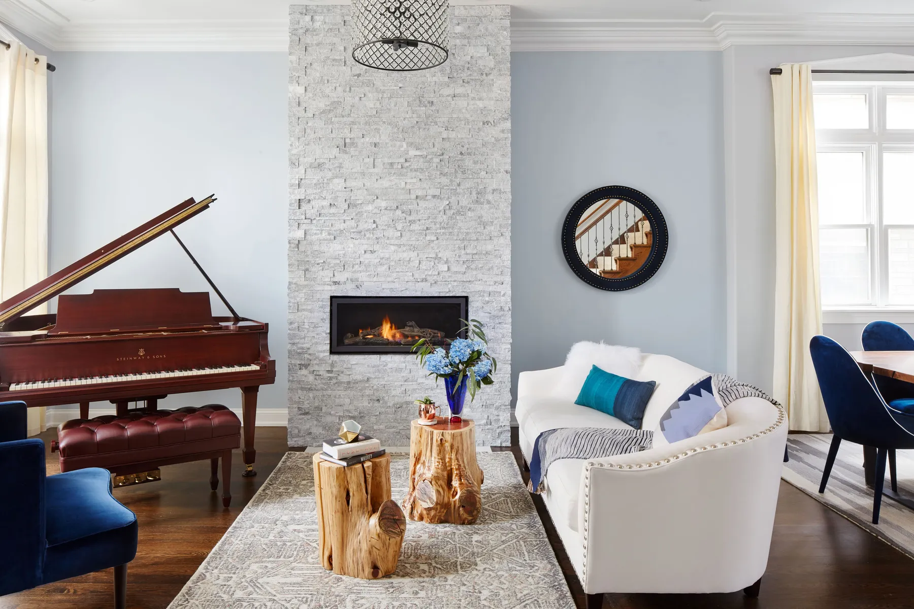 custom side tables made from cedar stumps by Icon Modern