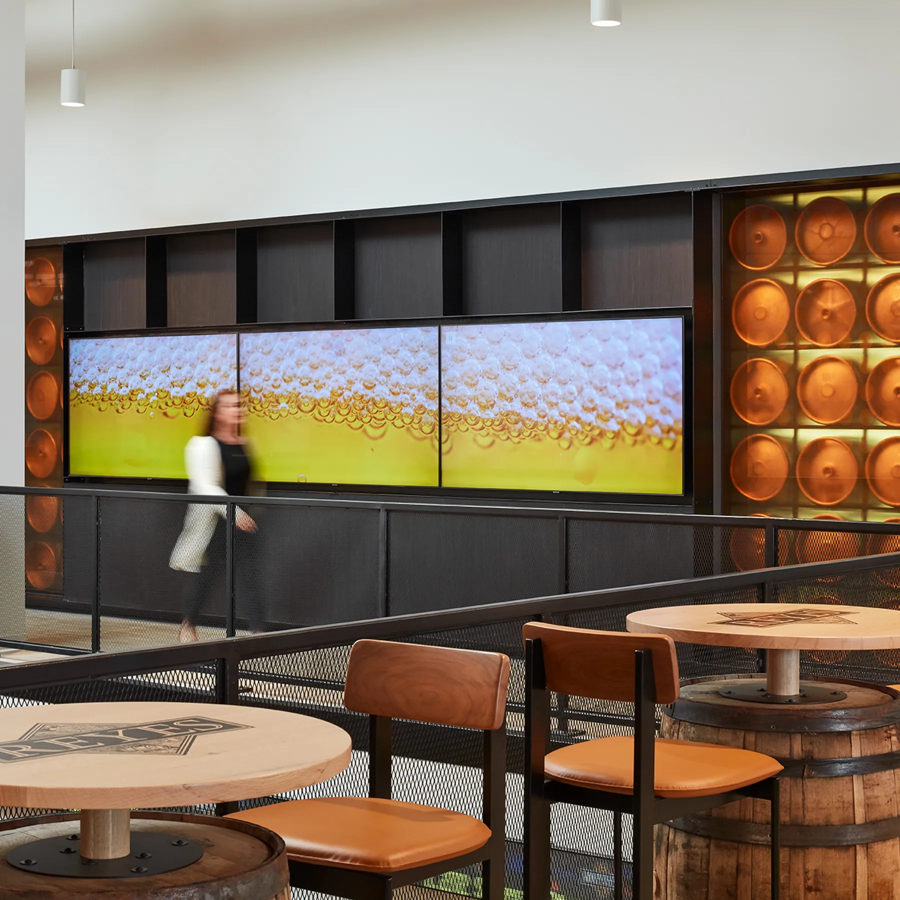 custom barrel cafe tables by Icon Modern