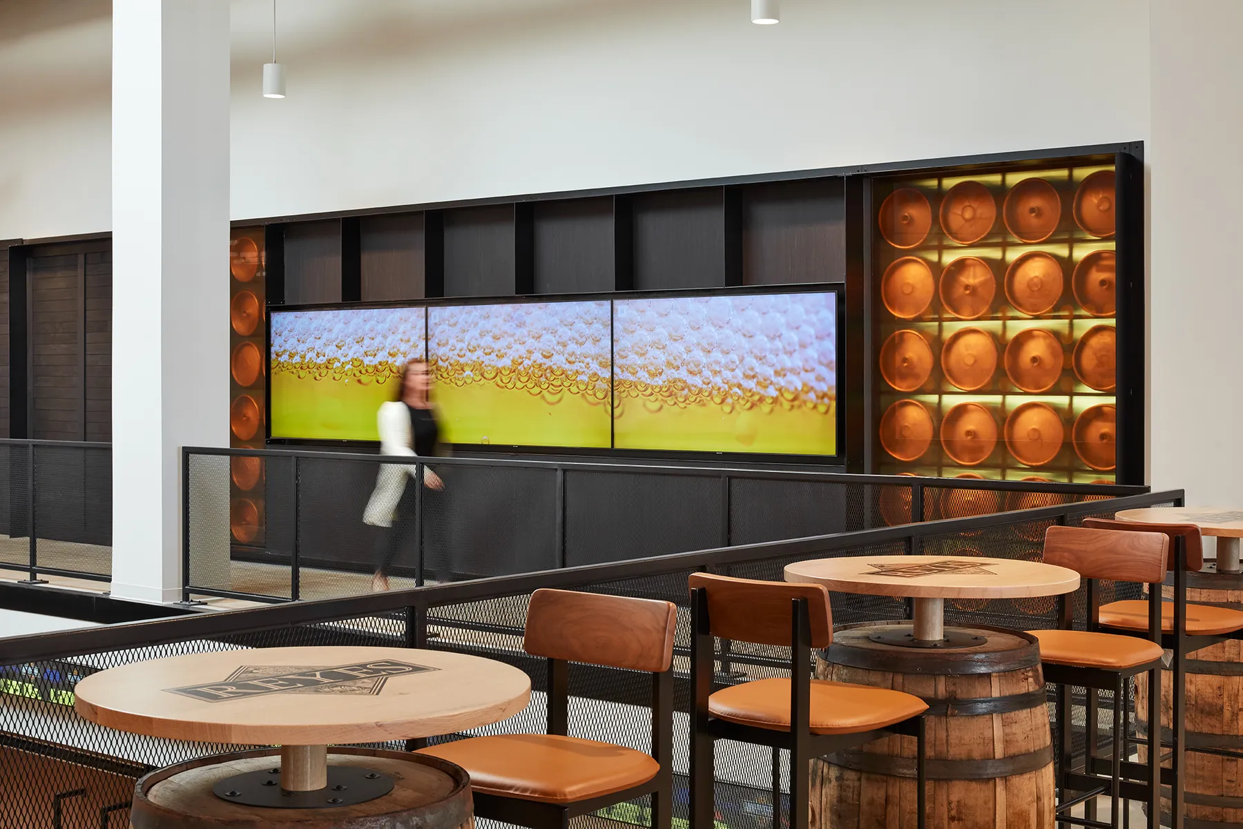 custom barrel cafe tables by Icon Modern