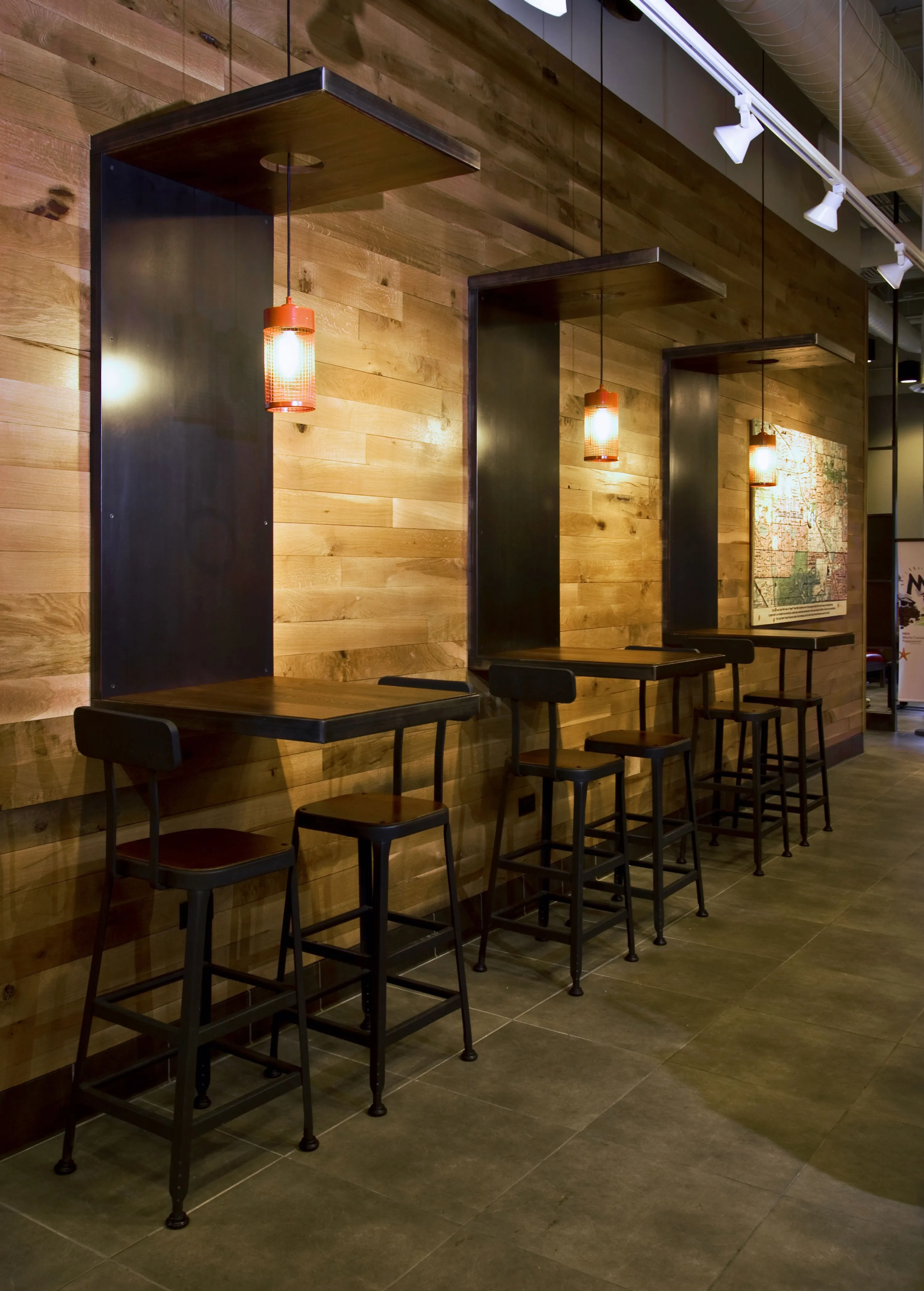 custom cafe table and canopy in ash w/ custom finish by Icon Modern