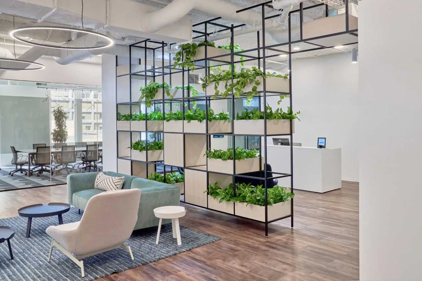 custom space divider with planters in steel by Icon Modern