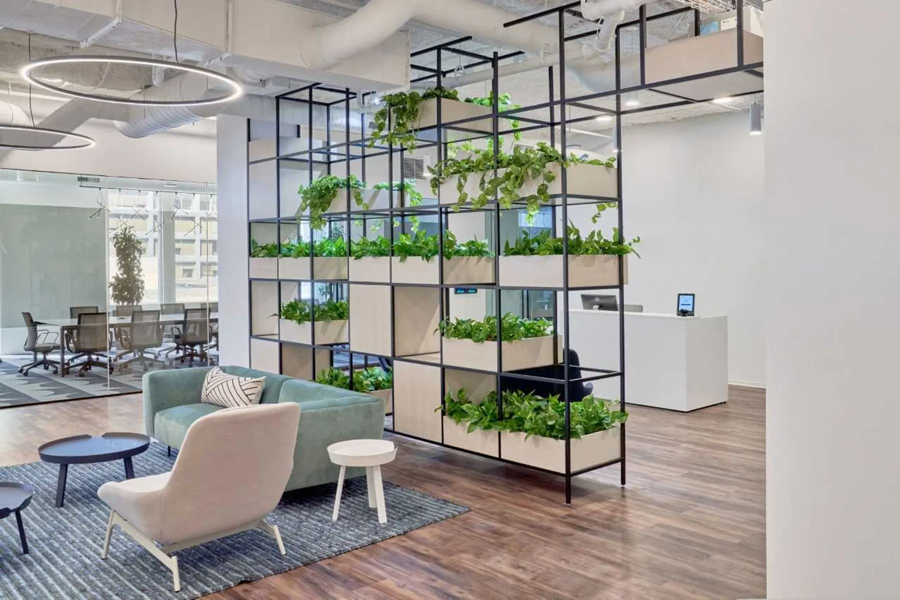 custom space divider with planters in steel by Icon Modern