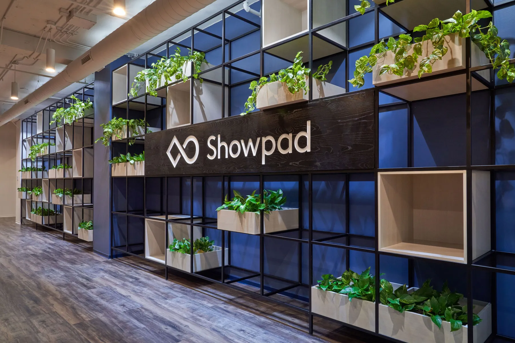 custom shelving with plants in steel by Icon Modern