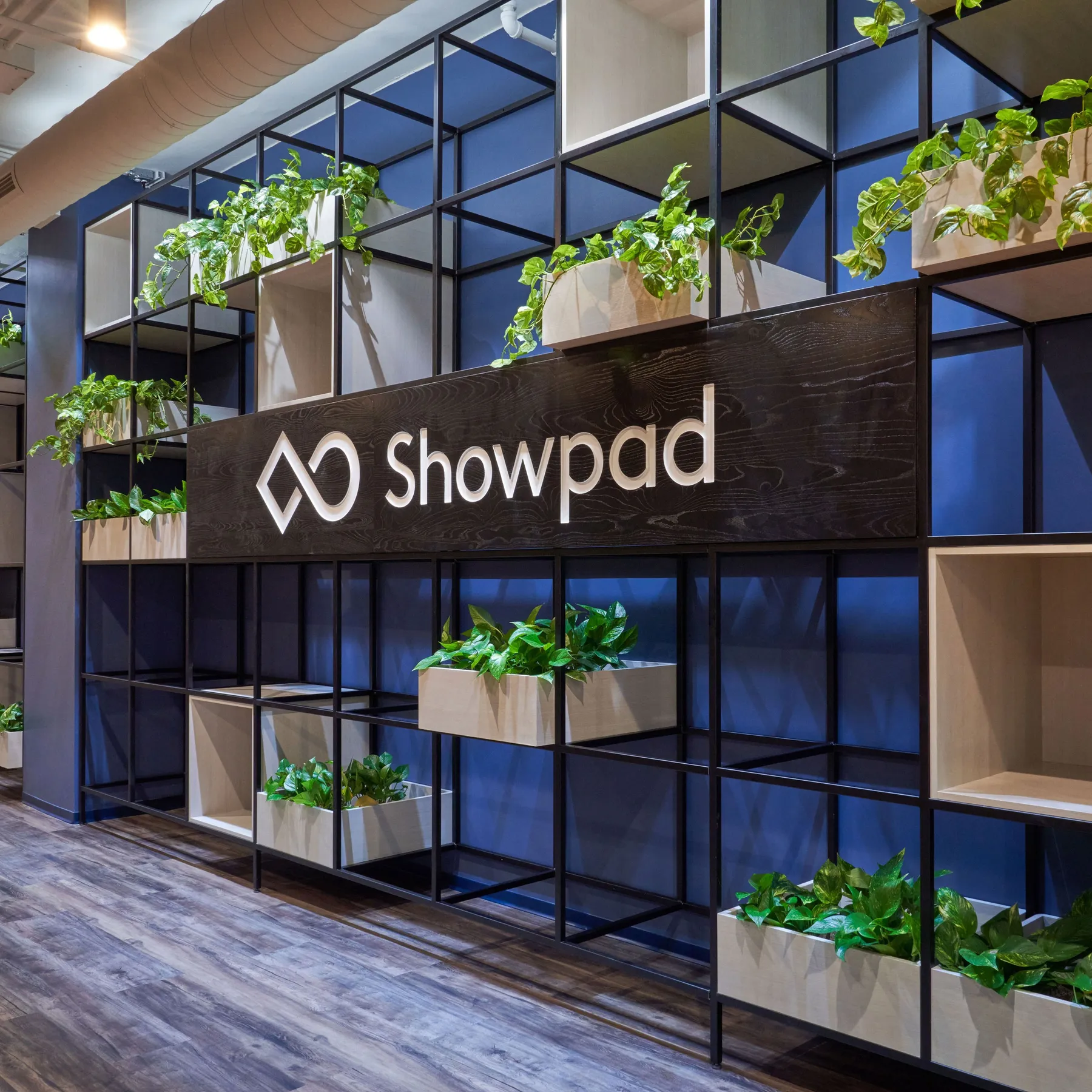 custom shelving with plants in steel by Icon Modern