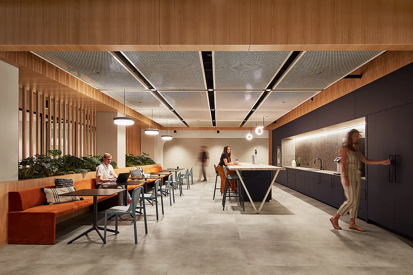 custom steel ceiling panels with white powdercoat finish by Icon Modern