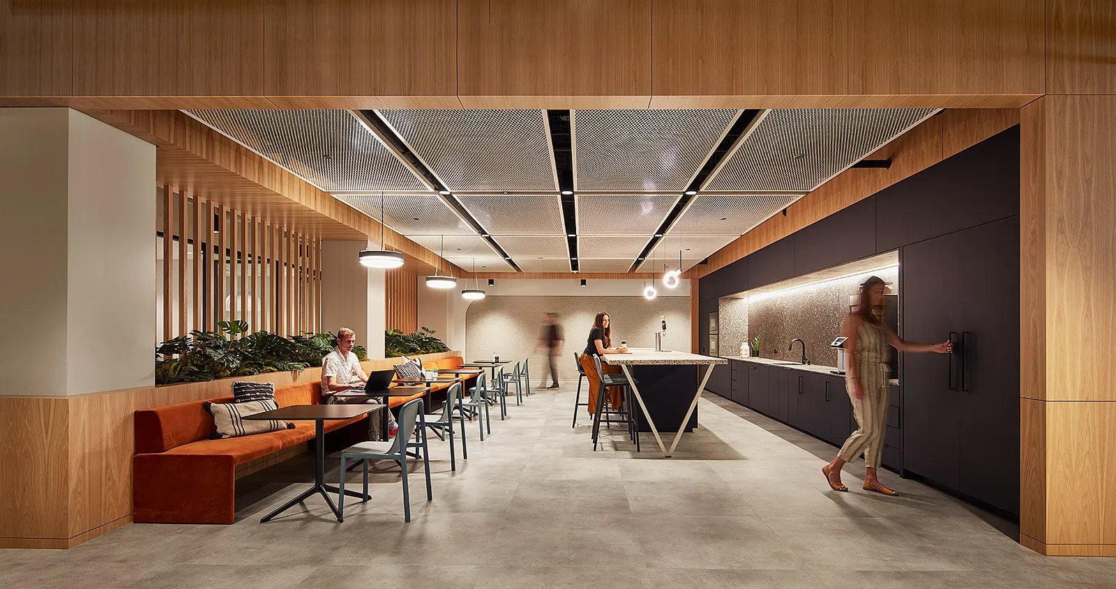 custom steel ceiling panels with white powdercoat finish by Icon Modern