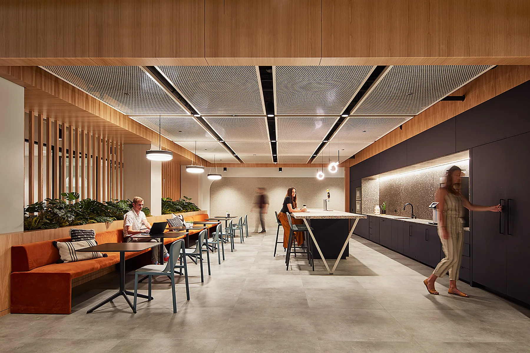 custom steel ceiling panels with white powdercoat finish by Icon Modern