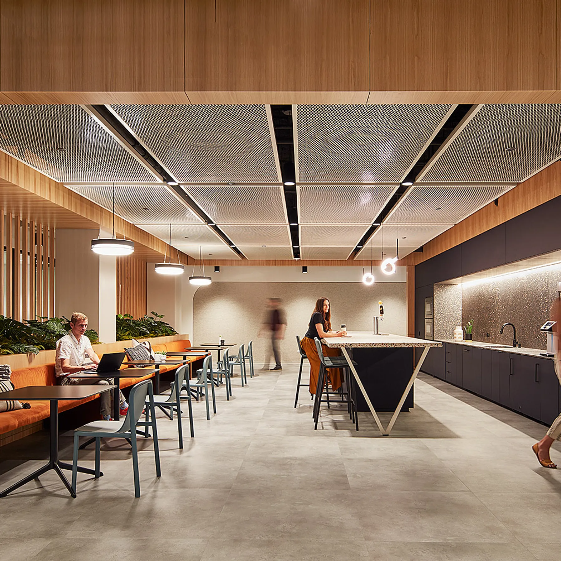 custom steel ceiling panels with white powdercoat finish by Icon Modern