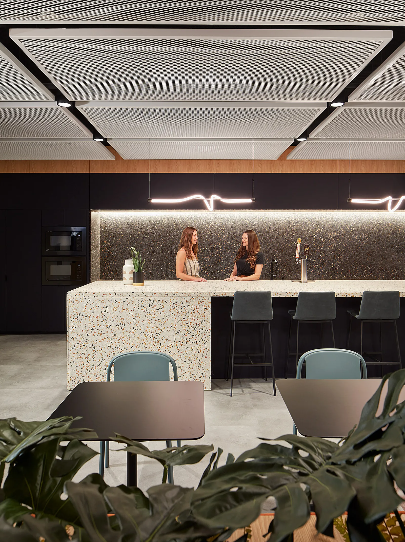 custom steel ceiling panels with white powdercoat finish by Icon Modern