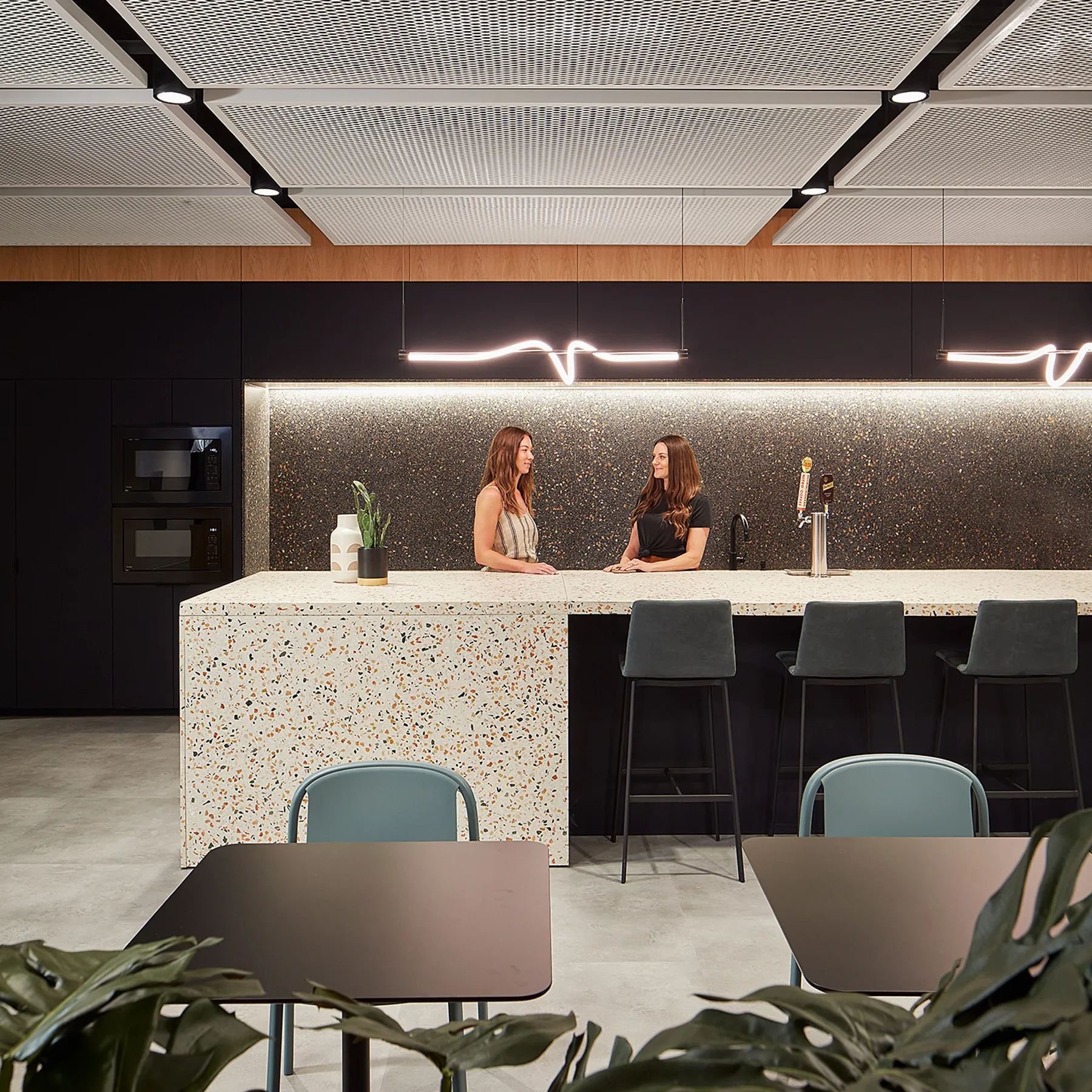 custom steel ceiling panels with white powdercoat finish by Icon Modern