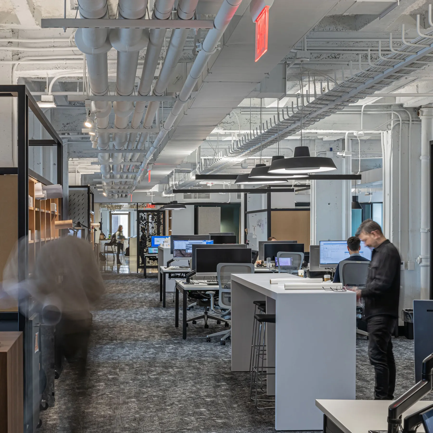 custom space dividers in hot rolled steel tube with whiteboards by Icon Modern