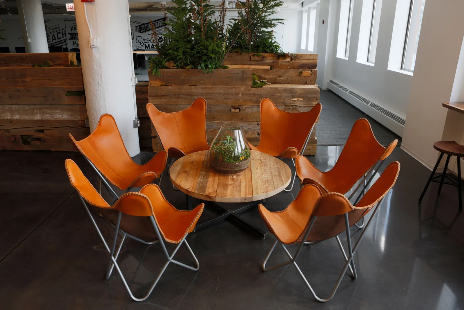 custom coffee table and space divider beams in old growth fir by Icon Modern