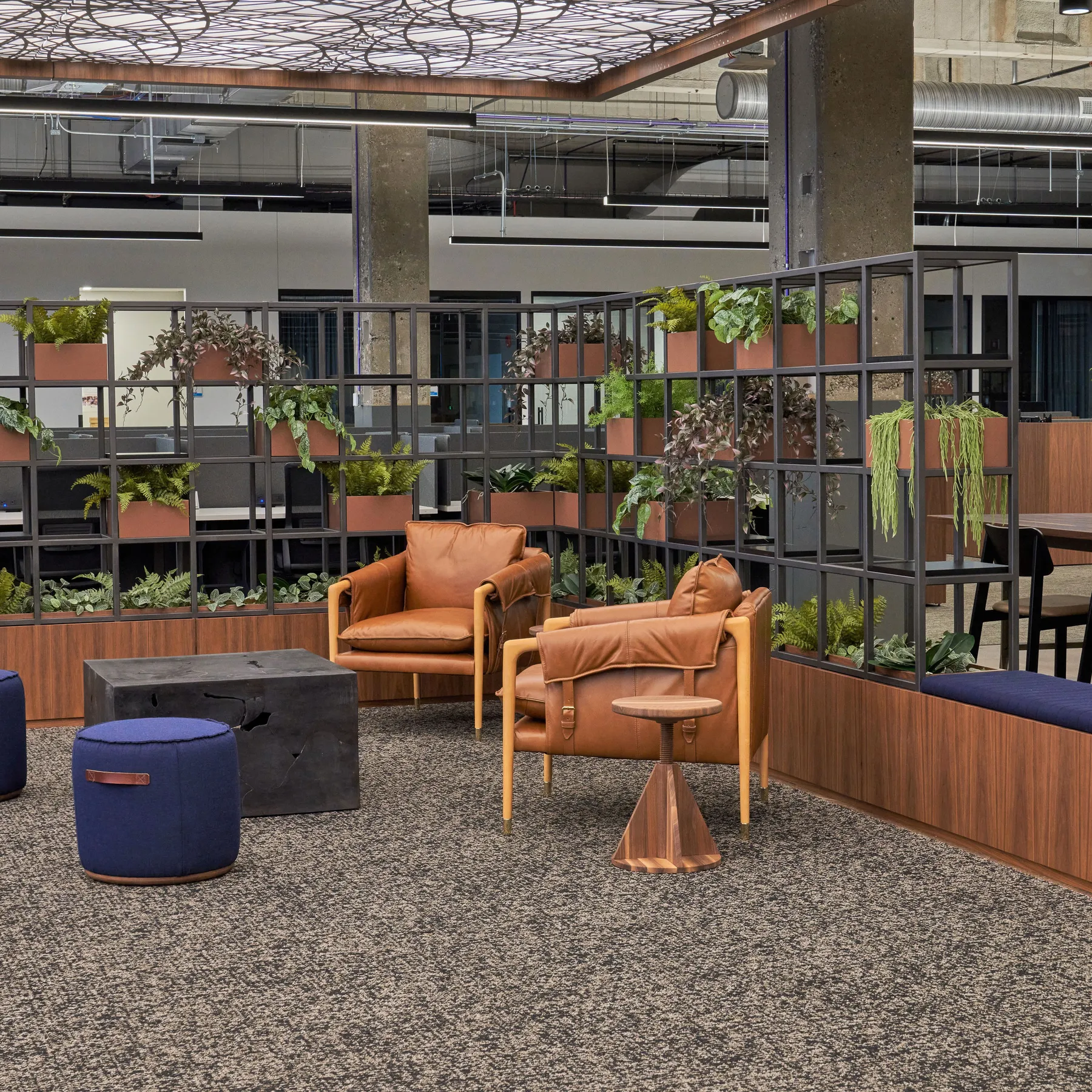 custom space divider in hot rolled steel tubing by Icon Modern