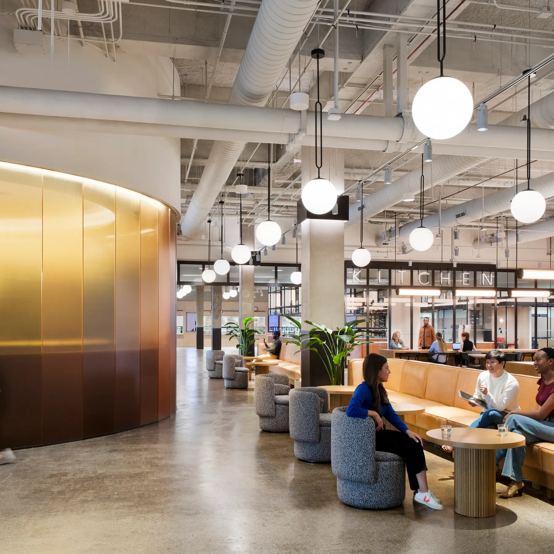custom round oak veneer side table + tambour drum base by Icon Modern
