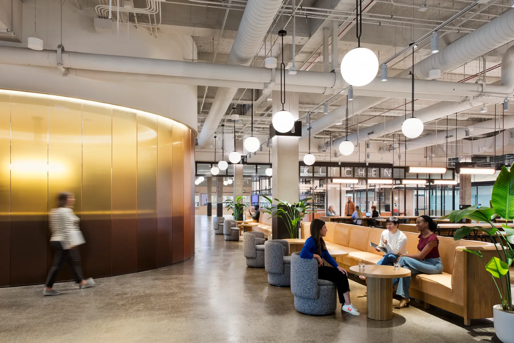 custom round oak veneer side table + tambour drum base by Icon Modern