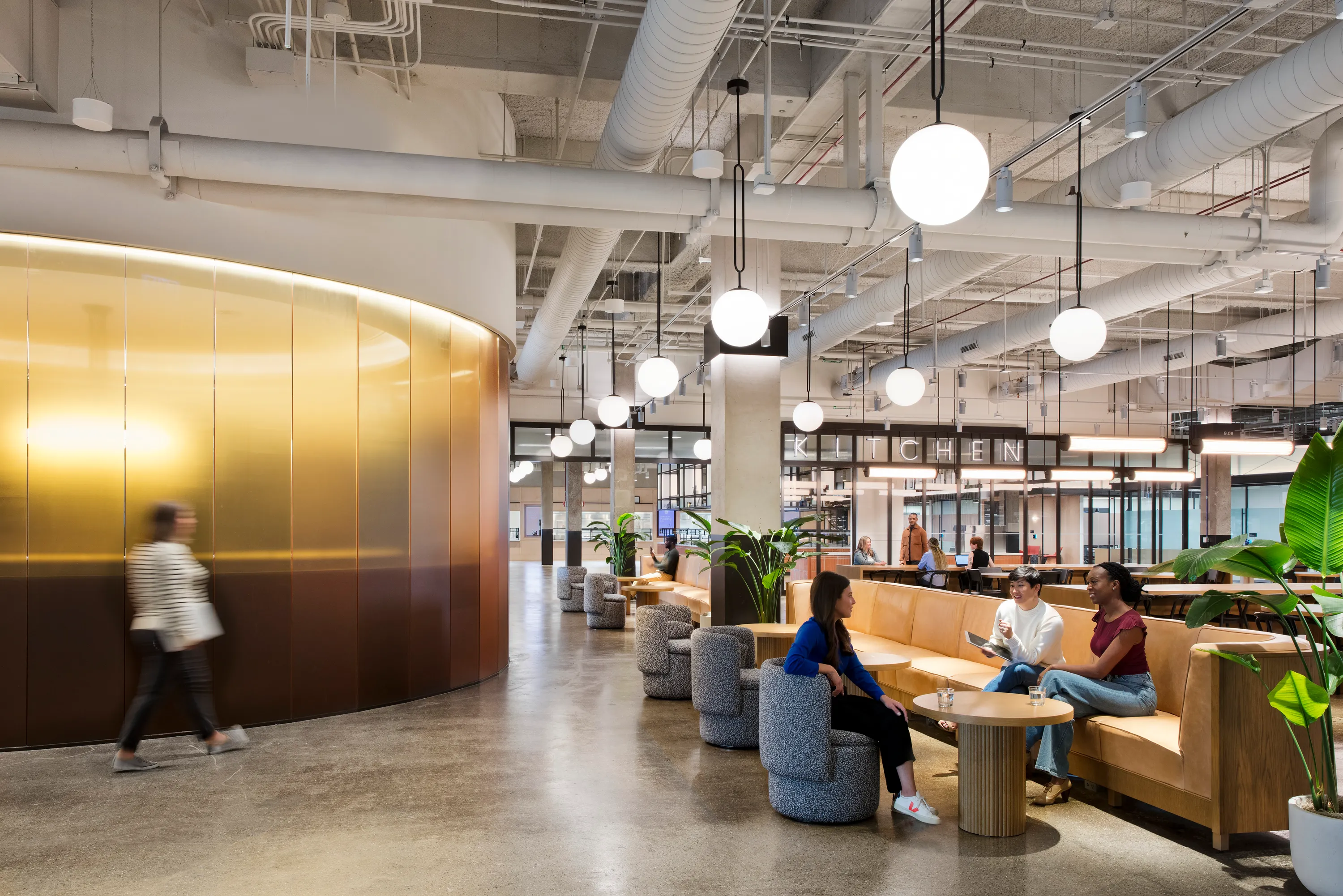 custom round oak veneer side table + tambour drum base by Icon Modern