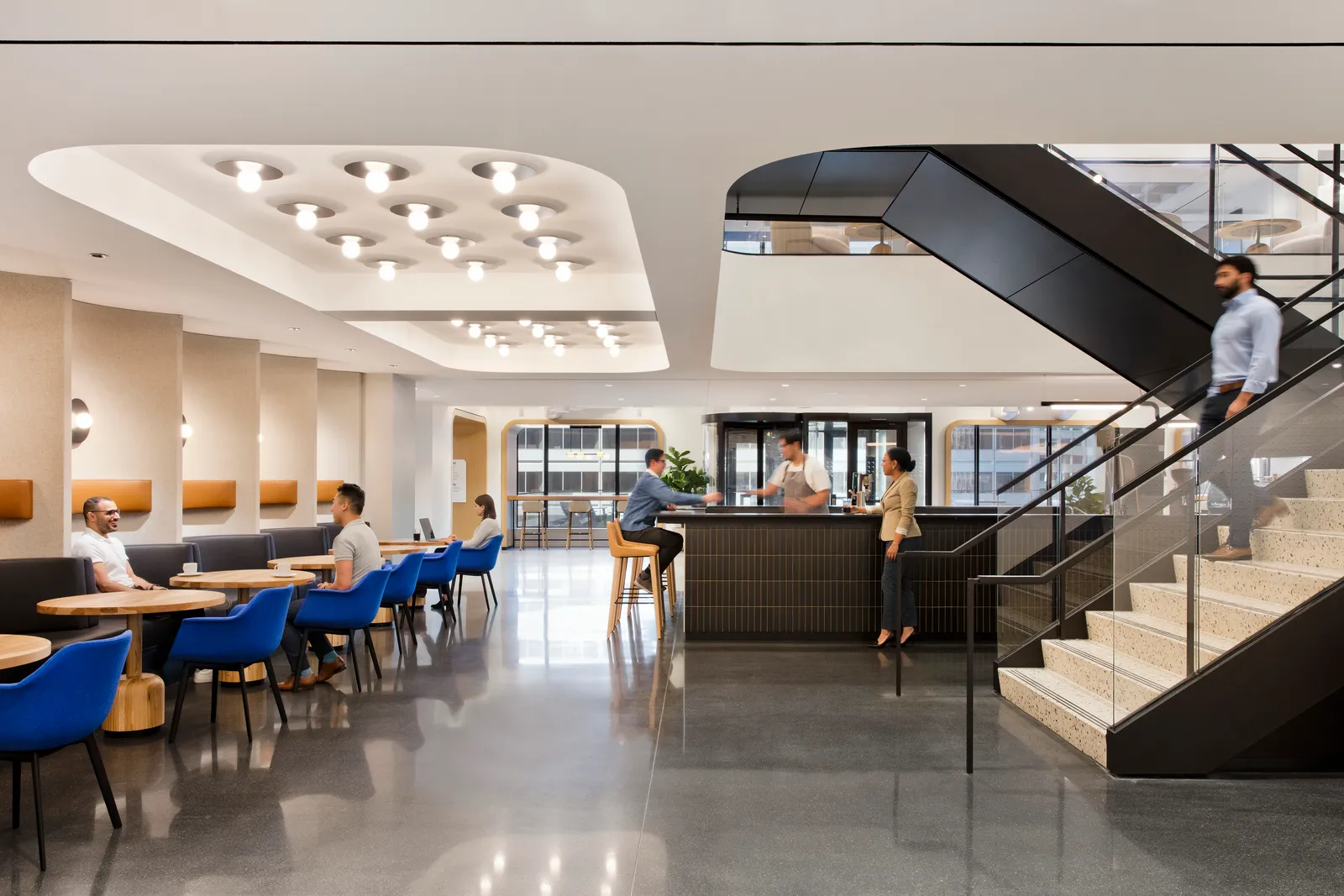 custom cafe tables in hickory hardwood by Icon Modern